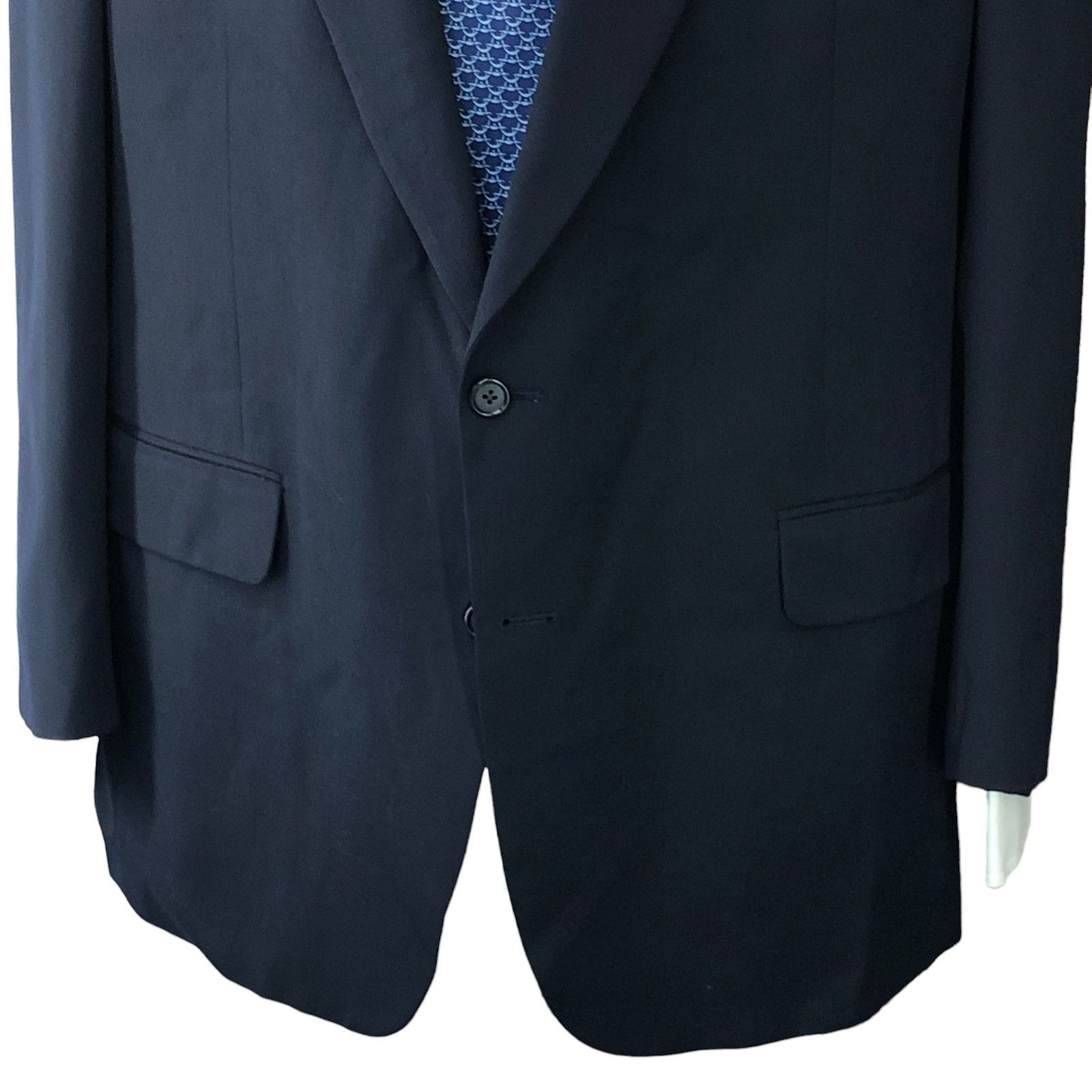 Burberry Burberrys Vintage Mens Size 48L Sport Coat Wool Navy 90s Size 48L - 3 Thumbnail