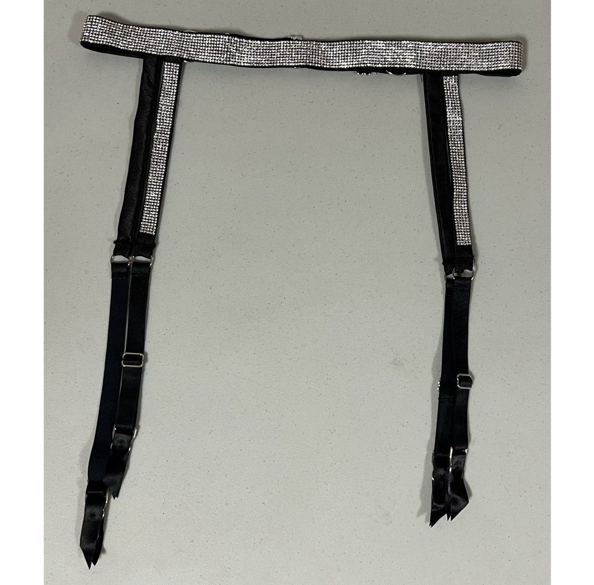 Victoria's Secret Black Satin Silk Diamond Garter Belt Lingerie Size XS/S 💎 Size ONE SIZE - 2 Thumbnail