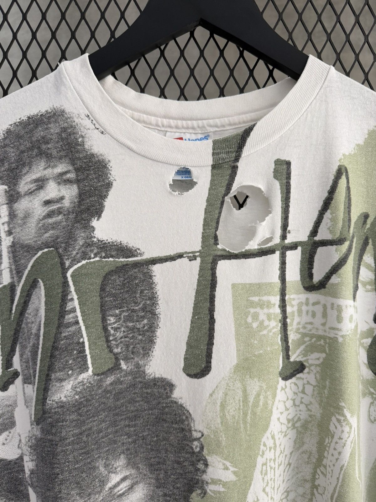 Jimi Hendrix Vintage 1990s Jimi Hendrix AOP Trashed Tee Size US XL / EU 56 / 4 - 2 Thumbnail