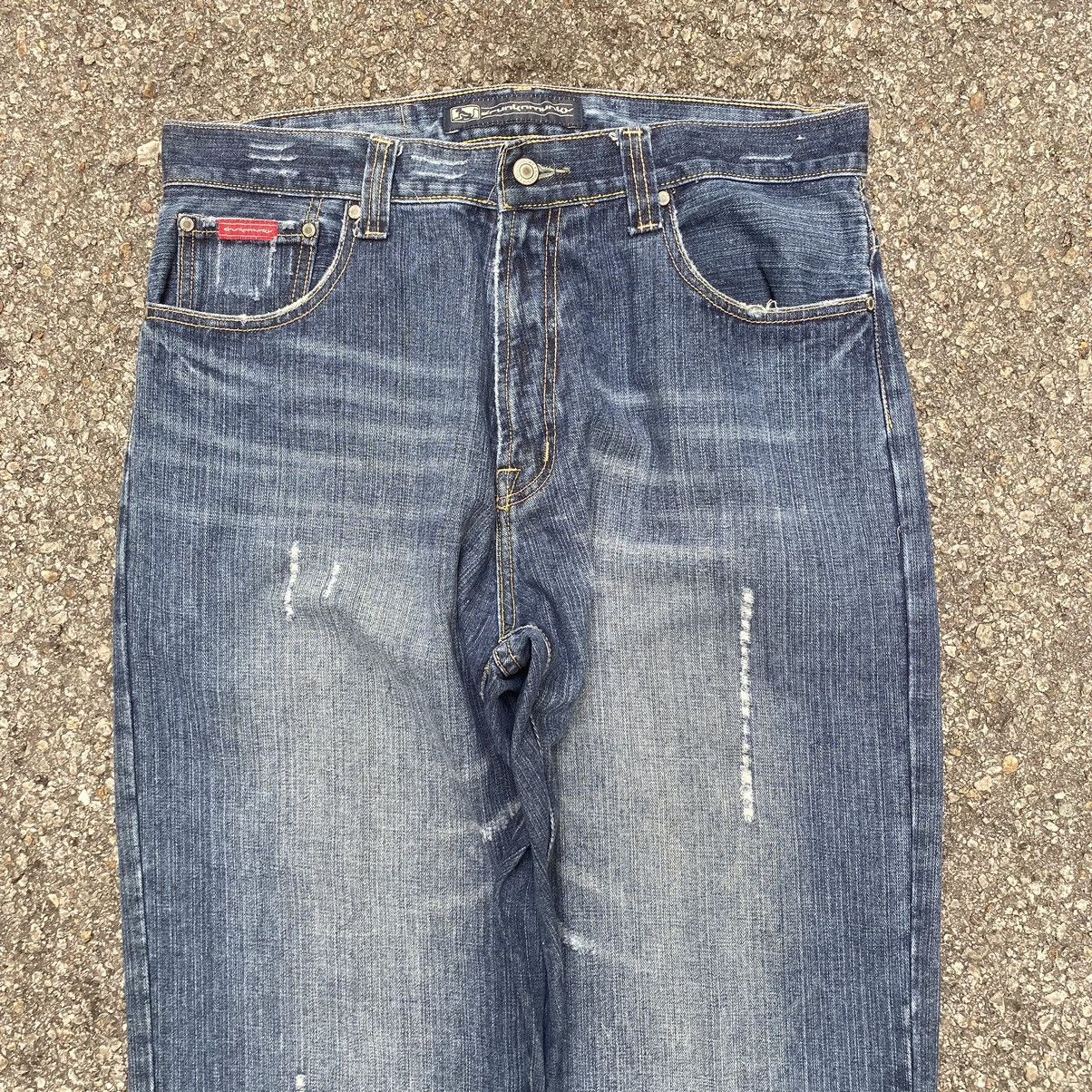 DrunknMunky × Southpole Vintage Y2K Drunkn Munky Denim Faded Baggy Jeans Size US 34 / EU 50 - 3 Thumbnail