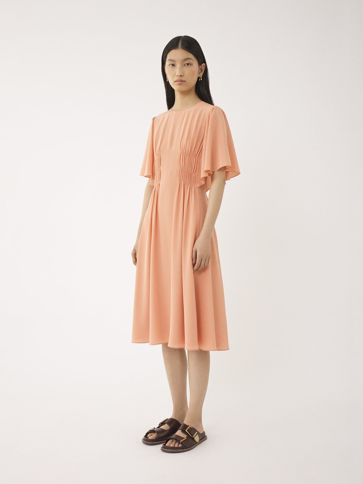 Chloe o1y0825 Midi Dress in Salmon Pink Size M / US 6-8 / IT 42-44 - 4 Thumbnail