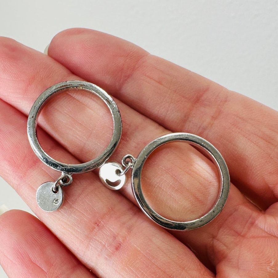 Dior Vintage Dior Silver Logo Charm Rings Size 5.75 Pair Fair C Size ONE SIZE - 10 Thumbnail
