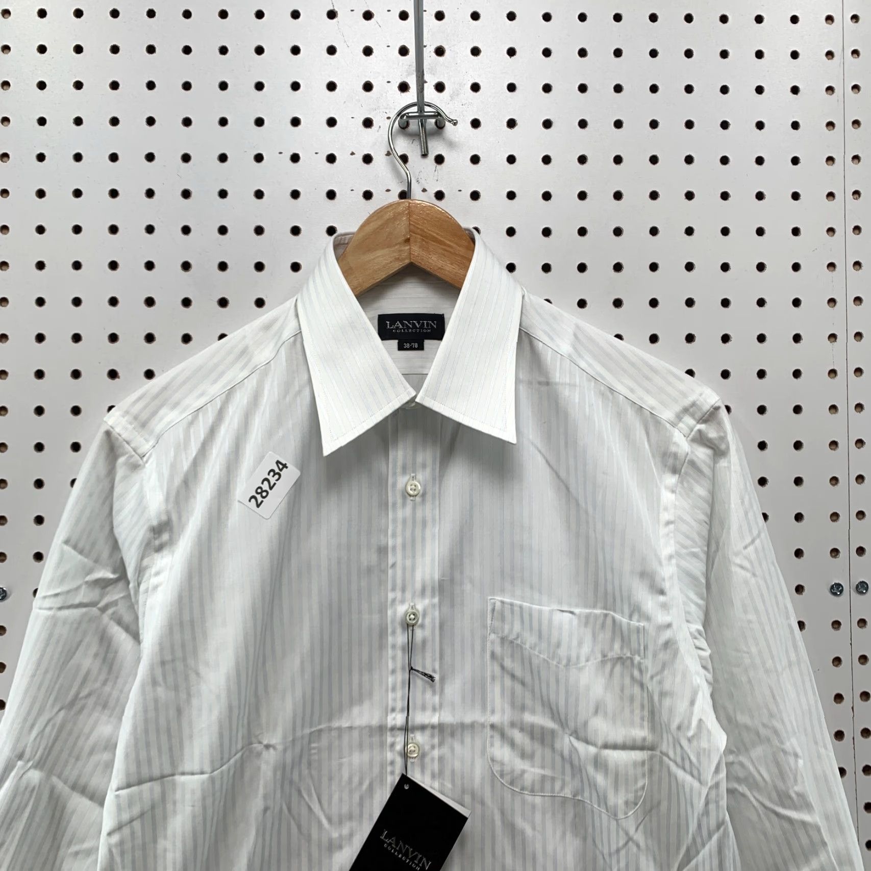 Lanvin VINTAGE Lanvin Dress Shirt White Striped Long Sleeve Mens Size Small 20x32 38 78 Size 36R - 7 Thumbnail