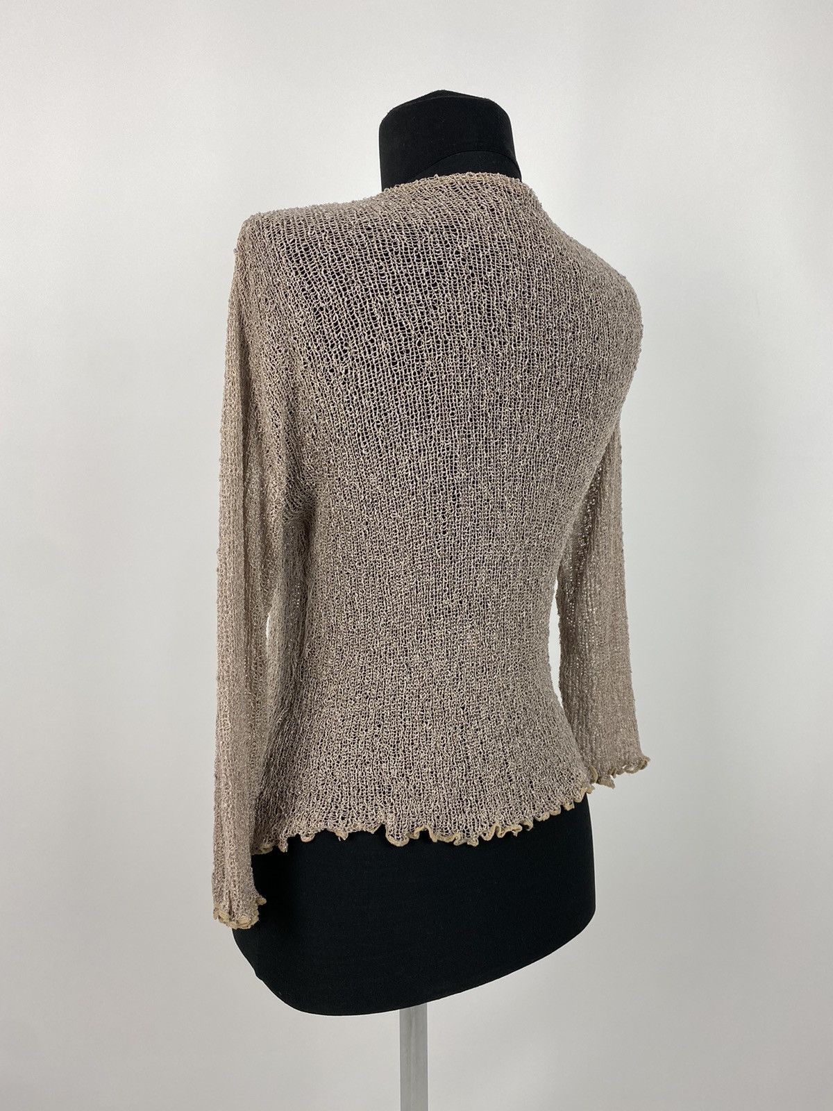 Vintage Y2K Vintage Beige Mesh Knit Wrap Bolero Shrug Top Cardigan Size ONE SIZE - 3 Thumbnail