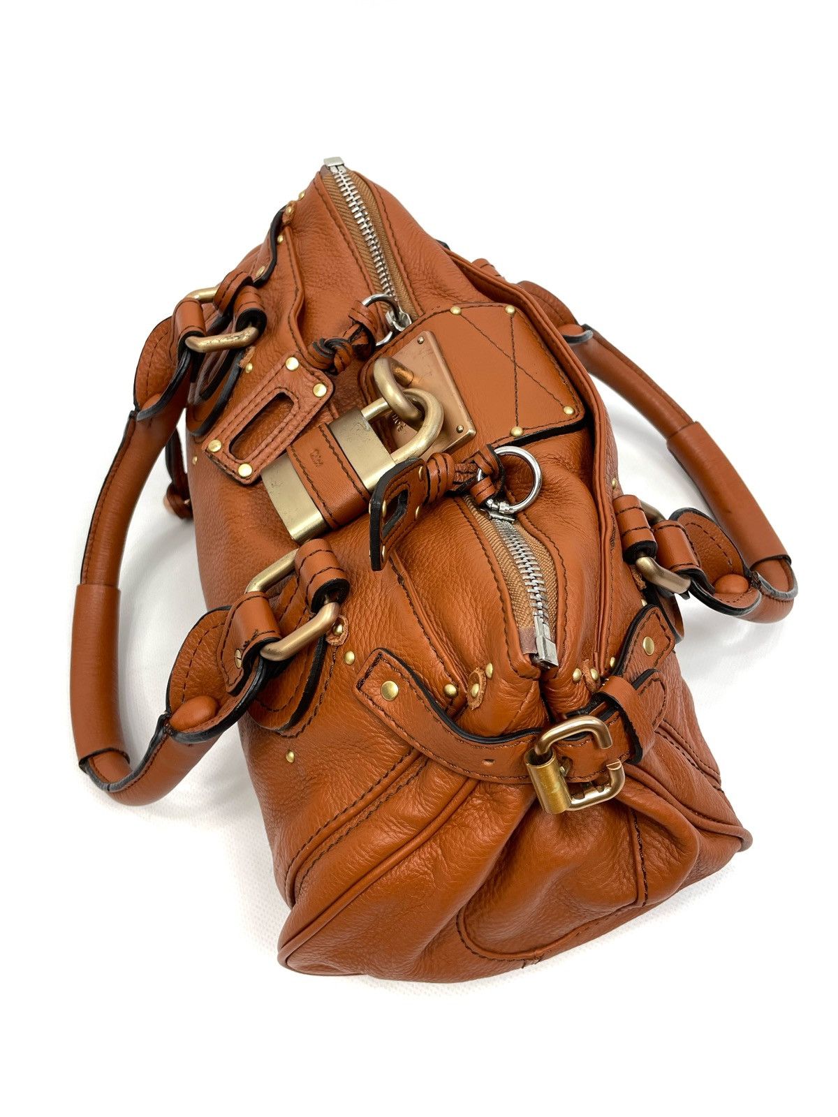Chloe Chloé Paddington Medium Satchel Bag – Tan Pebbled Leather Size ONE SIZE - 4 Thumbnail