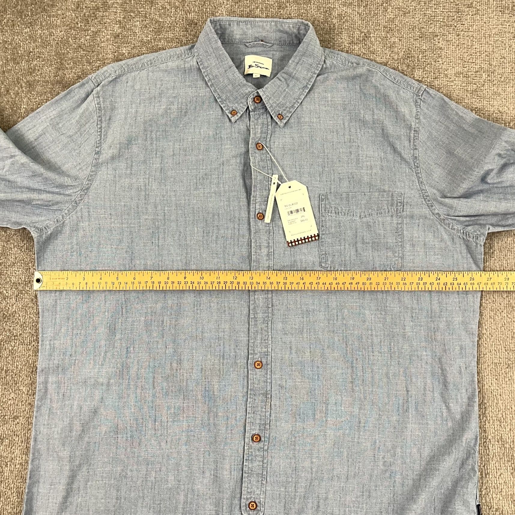 Ben Sherman VINTAGE Ben Sherman Shirt Mens 2XL Adult Blue Chambray Button-Down Casual Preppy Size US XXL / EU 58 / 5 - 6 Thumbnail
