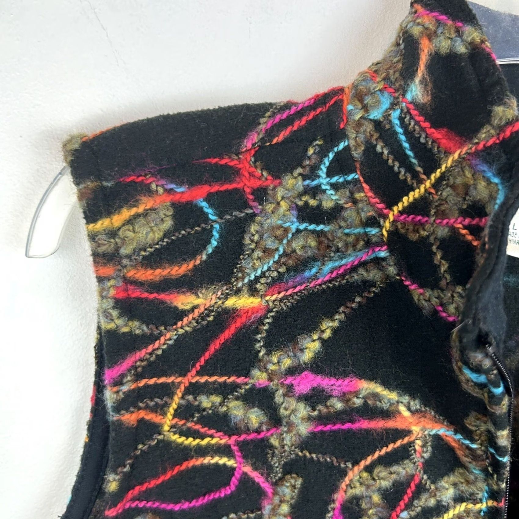 Coldwater Creek Art to Wear Vest Womens L Black Zip Textured Yarn Old Money Artsy Size L / US 10 / IT 46 - 6 Thumbnail