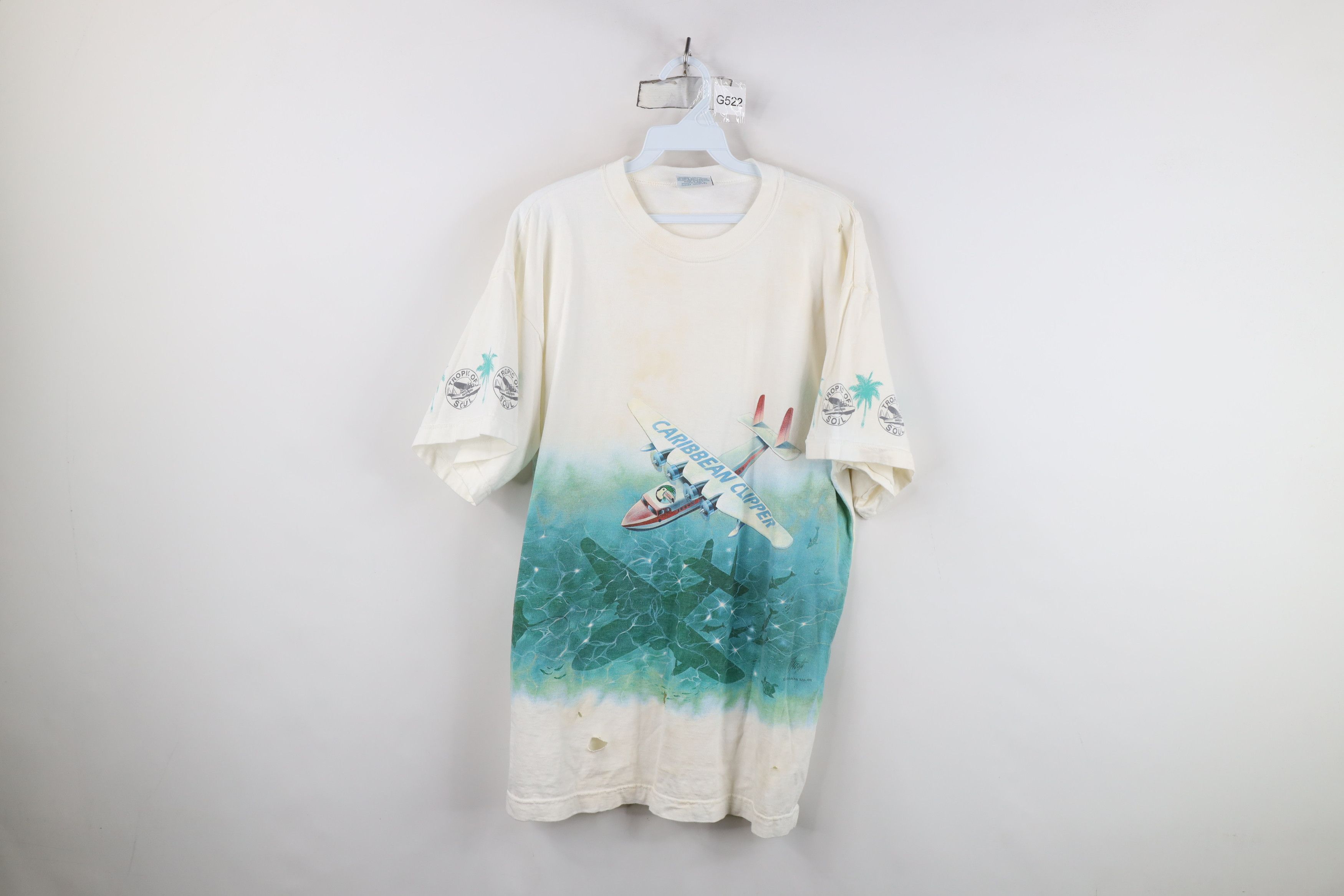 Vintage Vintage 90s Streetwear Caribbean Clipper Plane T-Shirt USA Size US L / EU 52-54 / 3 - 1 Thumbnail