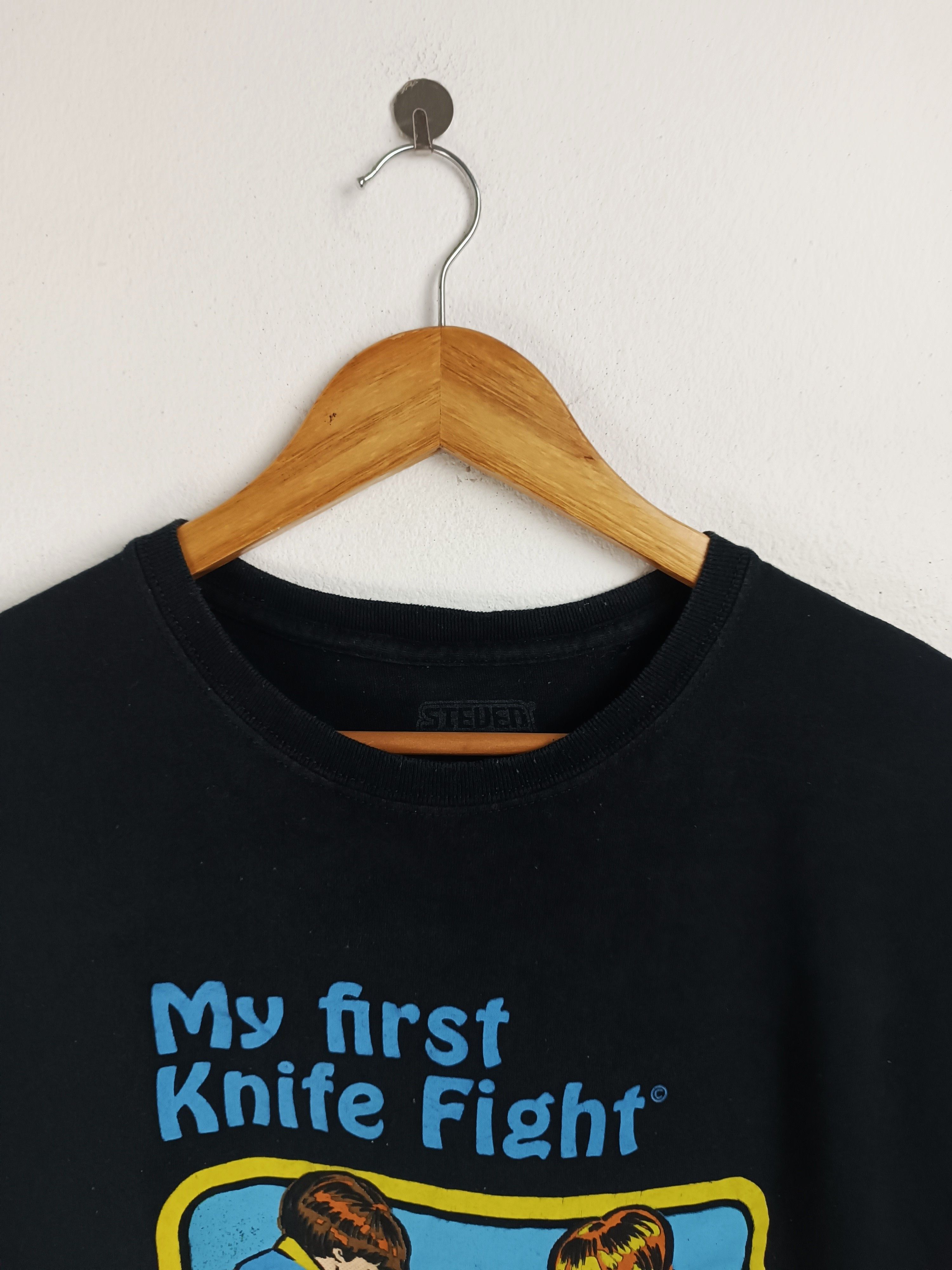 Vintage VINTAGE STEVEN RHODES MY FIRST KNIFE FIGHT FUNNY HUMOR TEE Size US XL / EU 56 / 4 - 9 Thumbnail