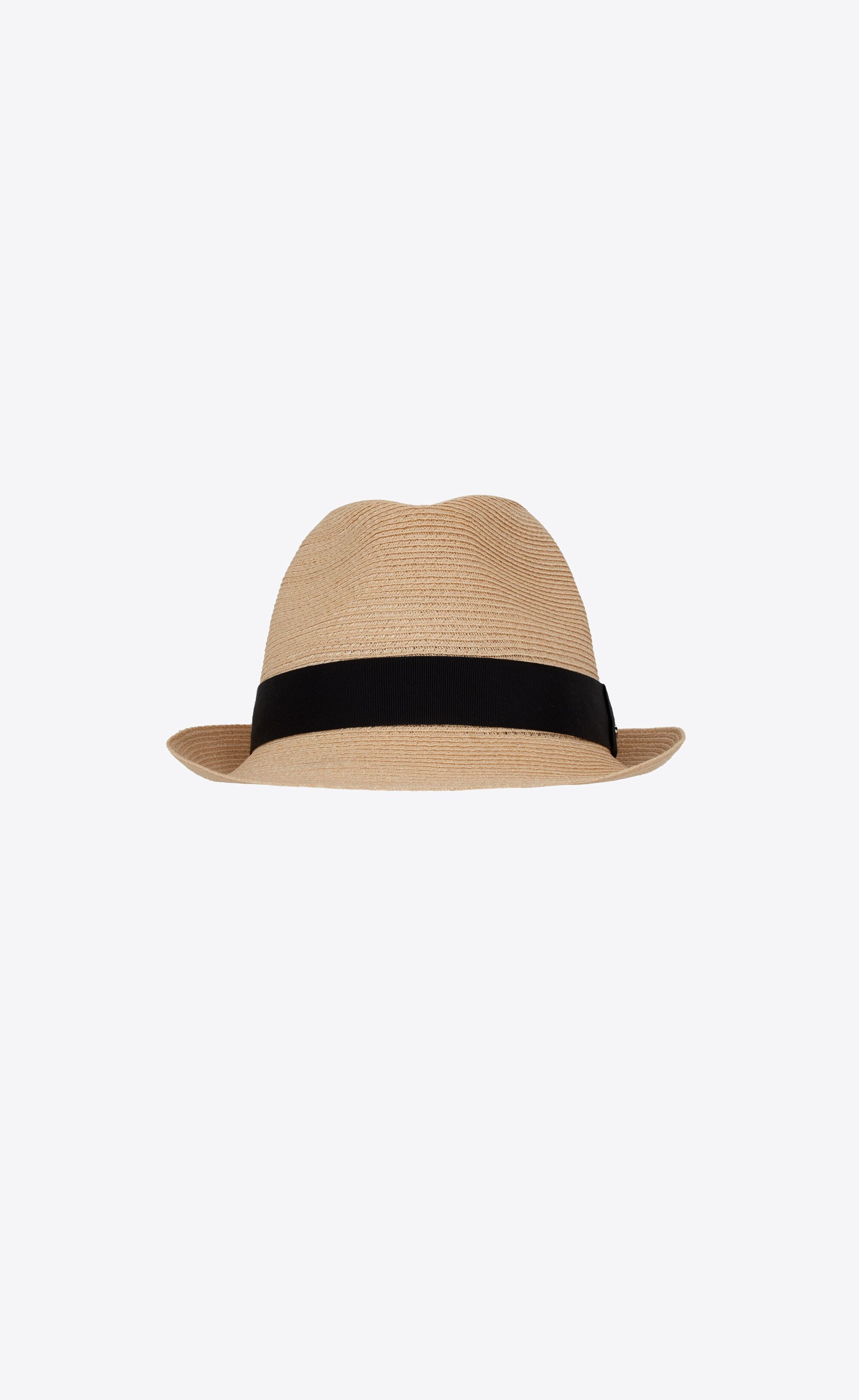Saint Laurent Paris o1s1wg110125 Size: 58 / 733862 Trilby Hat Straw Black/Beige Size ONE SIZE - 3 Thumbnail