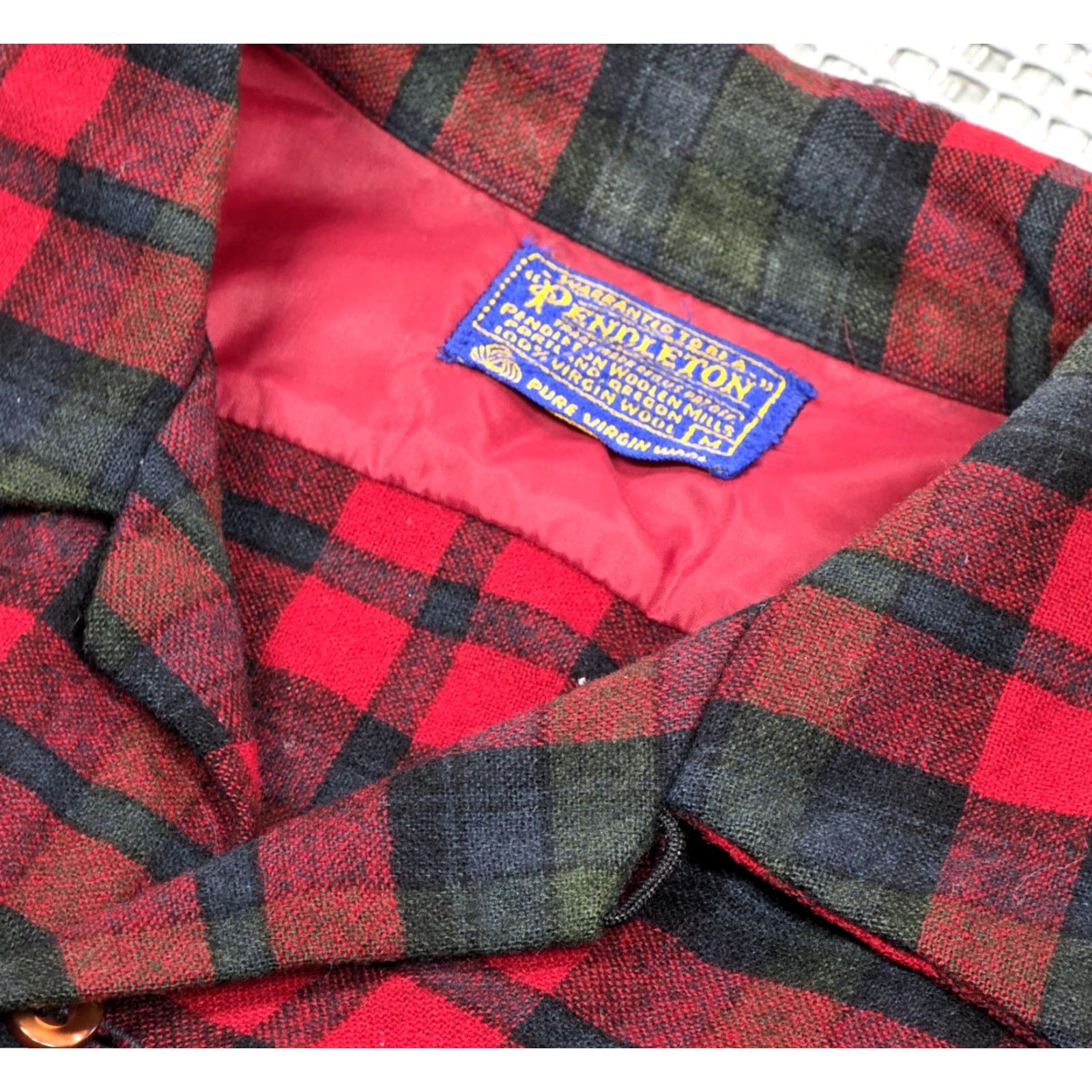 Pendleton VTG Pendleton Board Shirt Plaid Wool Flap Pockets Loop Collar Men's M Camp Shirt Size US M / EU 48-50 / 2 - 7 Thumbnail