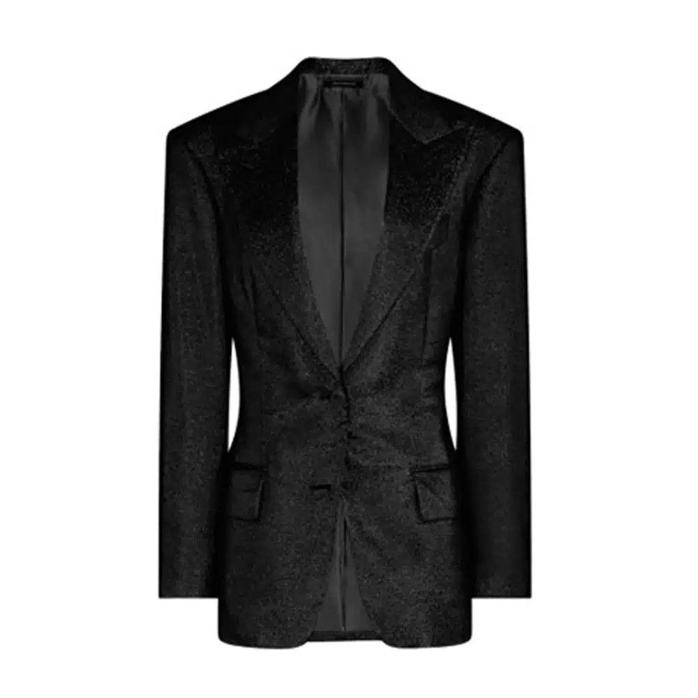 Tom Ford o1loc1c0625 GI2945 Iridescent Sable Tailored Jacket in Black Size S / US 4 / IT 40 - 1 Thumbnail