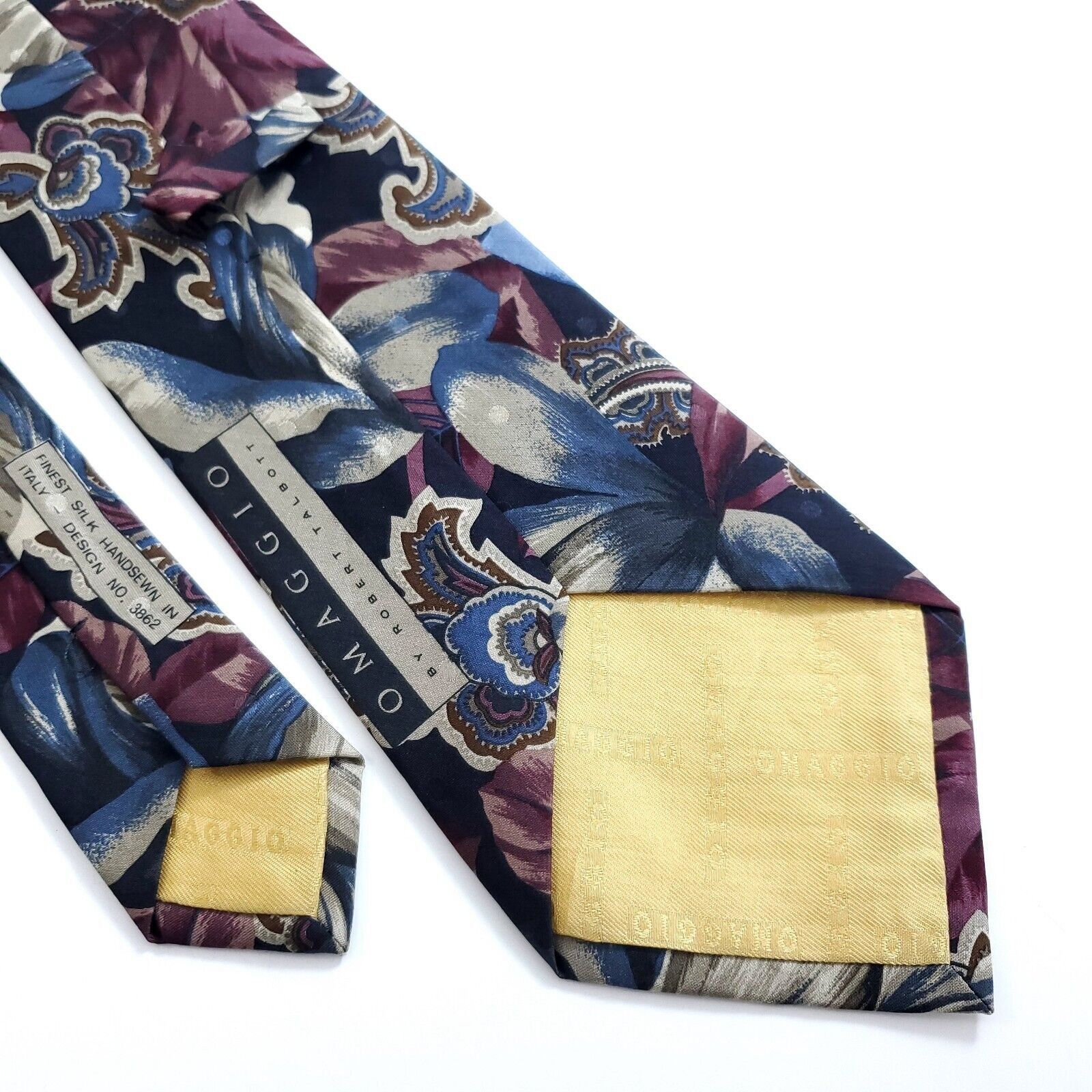 Robert Talbott Robert Talbott Omaggio Floral Print Blue Red Wide Silk Tie Size ONE SIZE - 5 Thumbnail