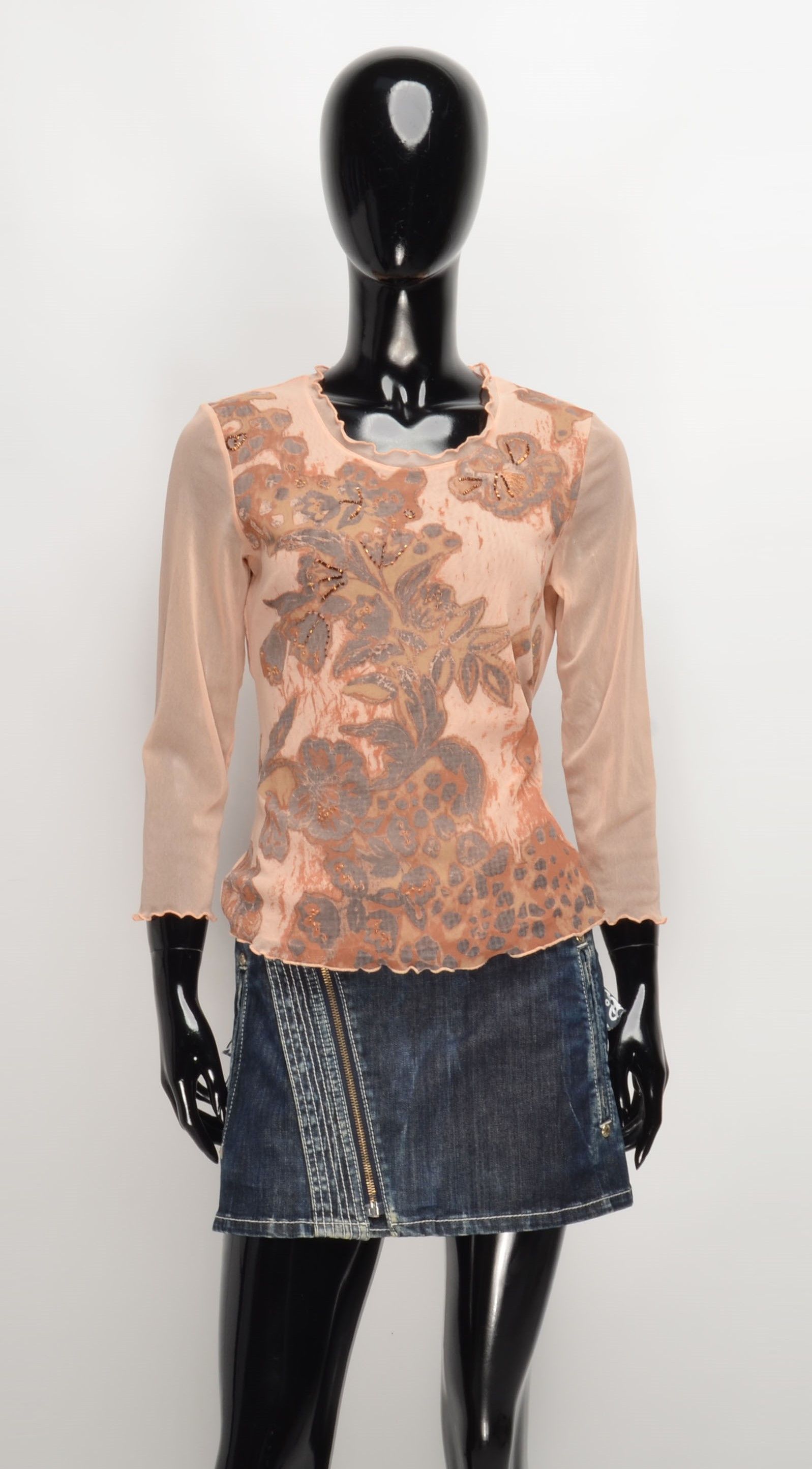 Gerry Weber × Vintage Vintage Gerry Weber Mesh Floral Beaded 3/4 Sleeve Top Size M / US 6-8 / IT 42-44 - 1 Thumbnail