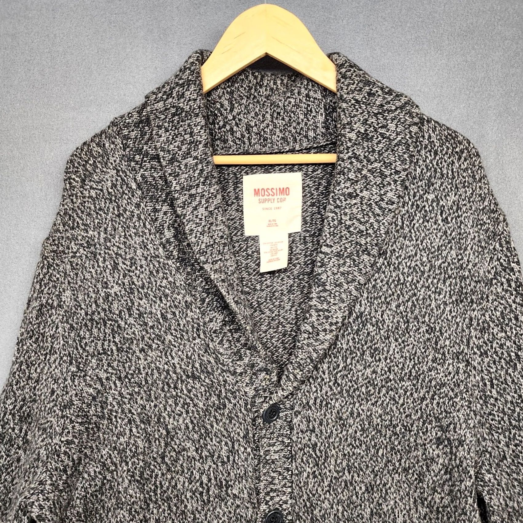 Mossimo Mossimo Supply Co Sweater Mens XL Grey Black Wool Blend Shawl Collar Cardigan Size US XL / EU 56 / 4 - 7 Thumbnail