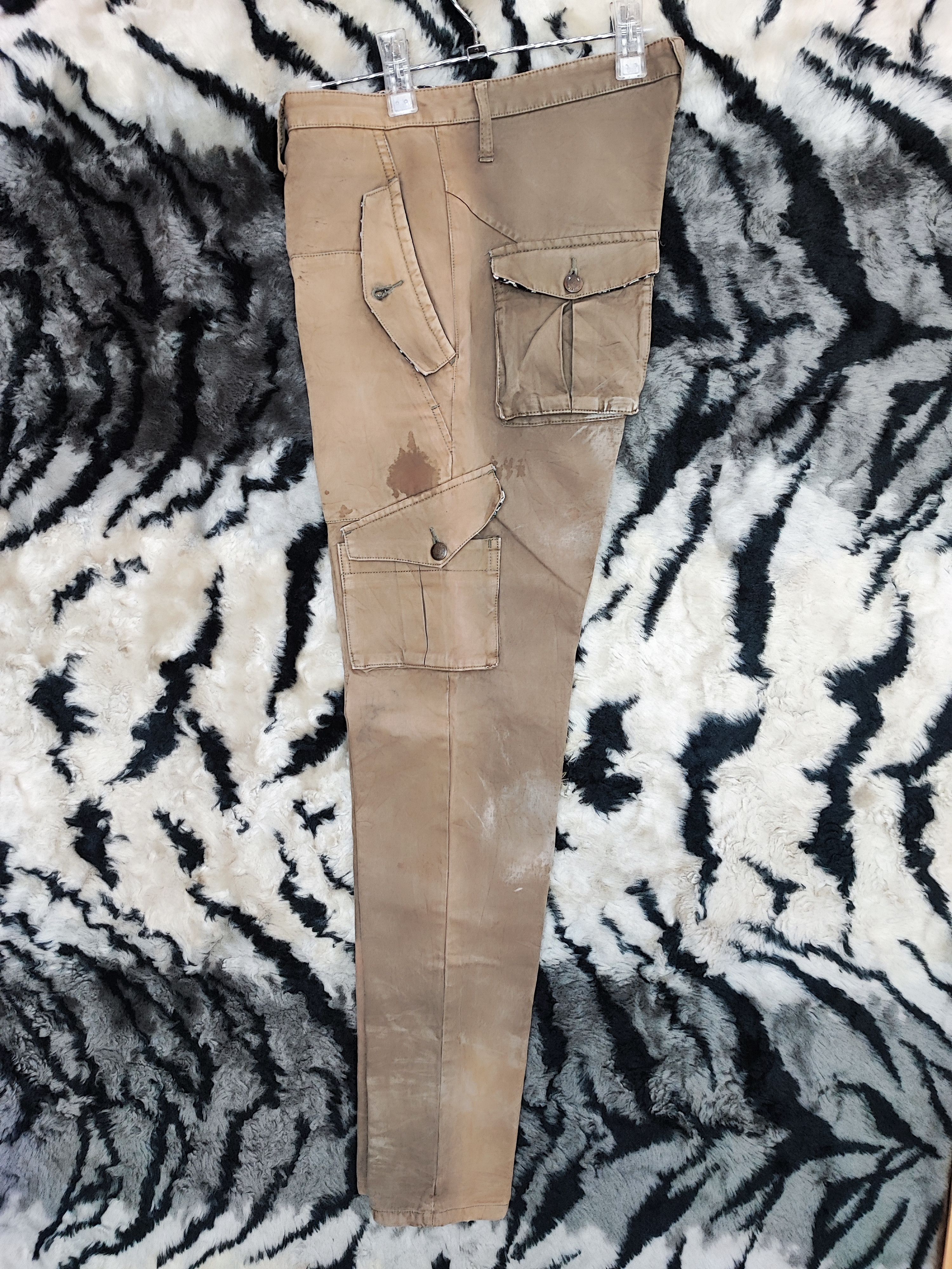 Le Grande Bleu (L.G.B.) PPFM Bondage Distressed Brown Cargo Pants Size US 32 / EU 48 - 8 Thumbnail
