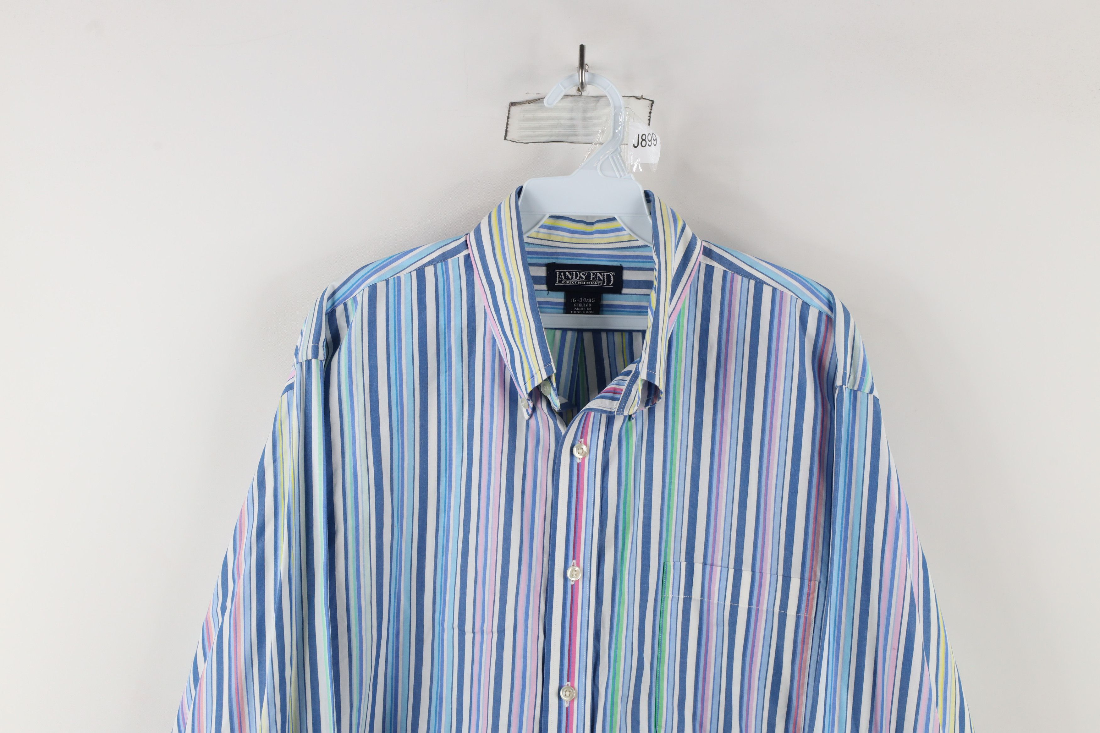 Lands' End × Vintage Vintage 90s Lands End Striped Collared Button Down Shirt Size US M / EU 48-50 / 2 - 2 Thumbnail