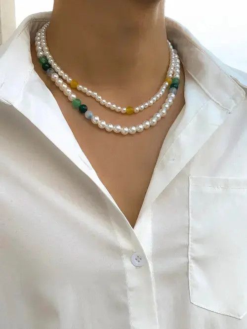 Other Retro Punk Necklace Pearl Choker 2pc set Size ONE SIZE - 3 Thumbnail