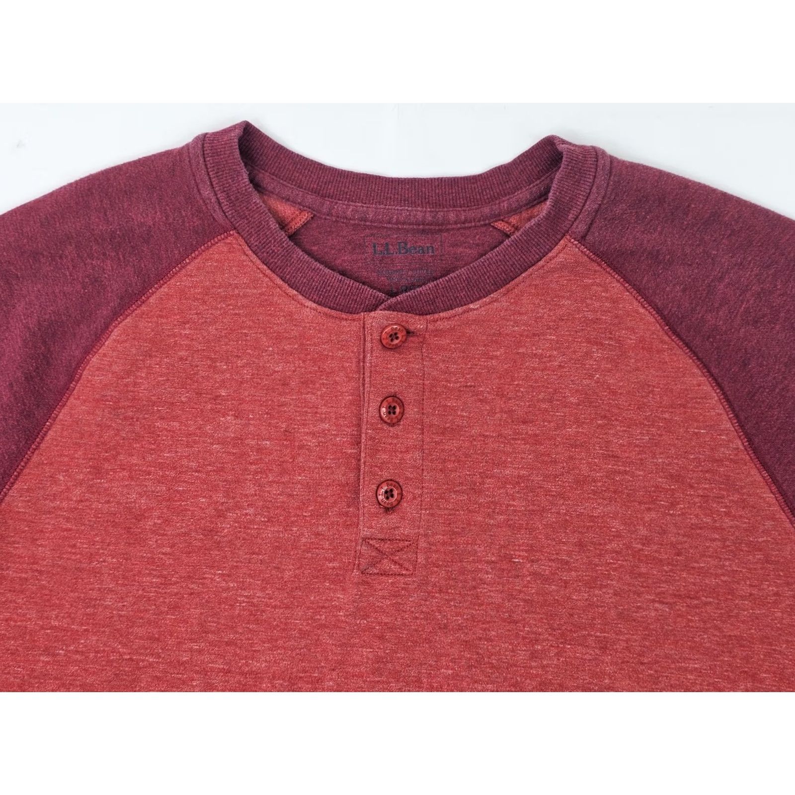 Vintage L.L. Bean Henley Button Crew Neck Pullover Shirt Men L Red Regular Fit, Knit, Long Sleeve, Solid, Casual, Fall/Winter/Spring, USA Theme Size US L / EU 52-54 / 3 - 3 Thumbnail