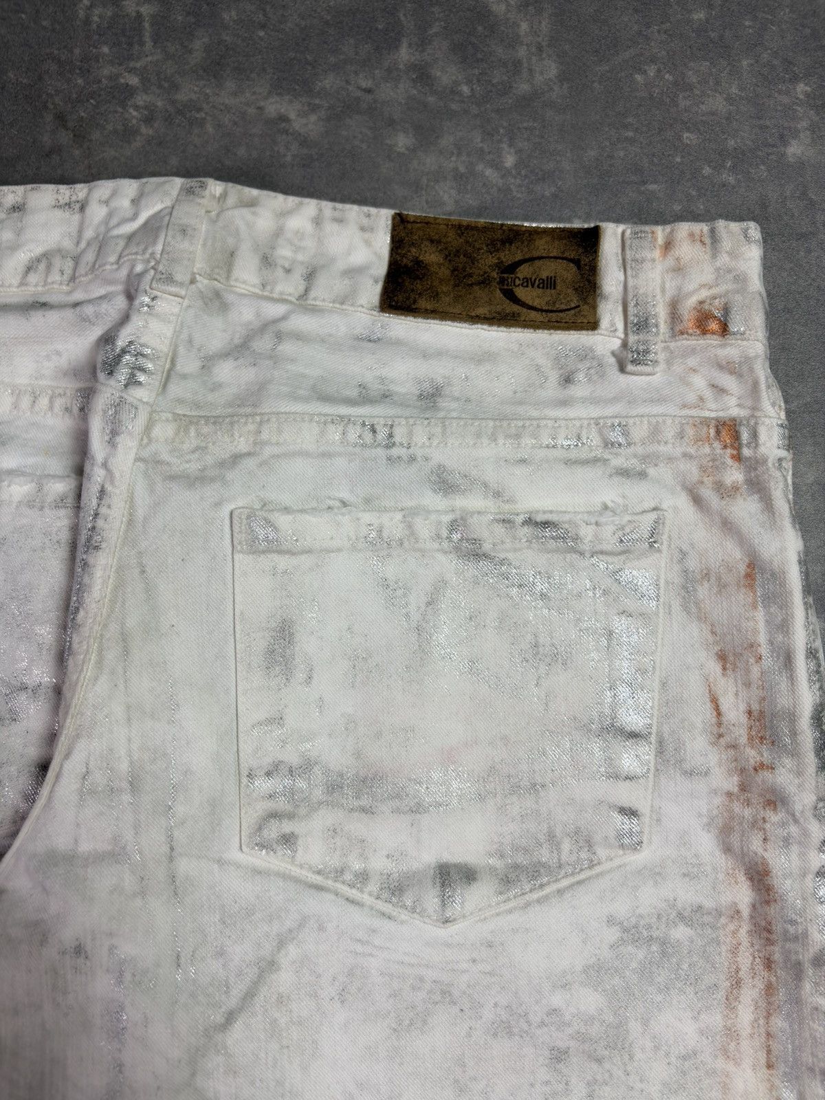 Just Cavalli 00s DSWT Just Cavalli Waxed Orange Silver Tones Flared Jeans Size US 27 - 16 Thumbnail