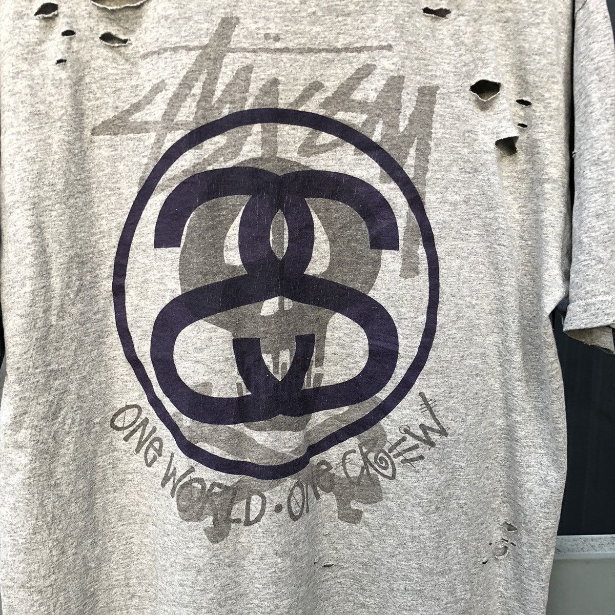 Stussy Vintage Stussy One World One Crew Distressed Grunge tees Size US L / EU 52-54 / 3 - 2 Thumbnail