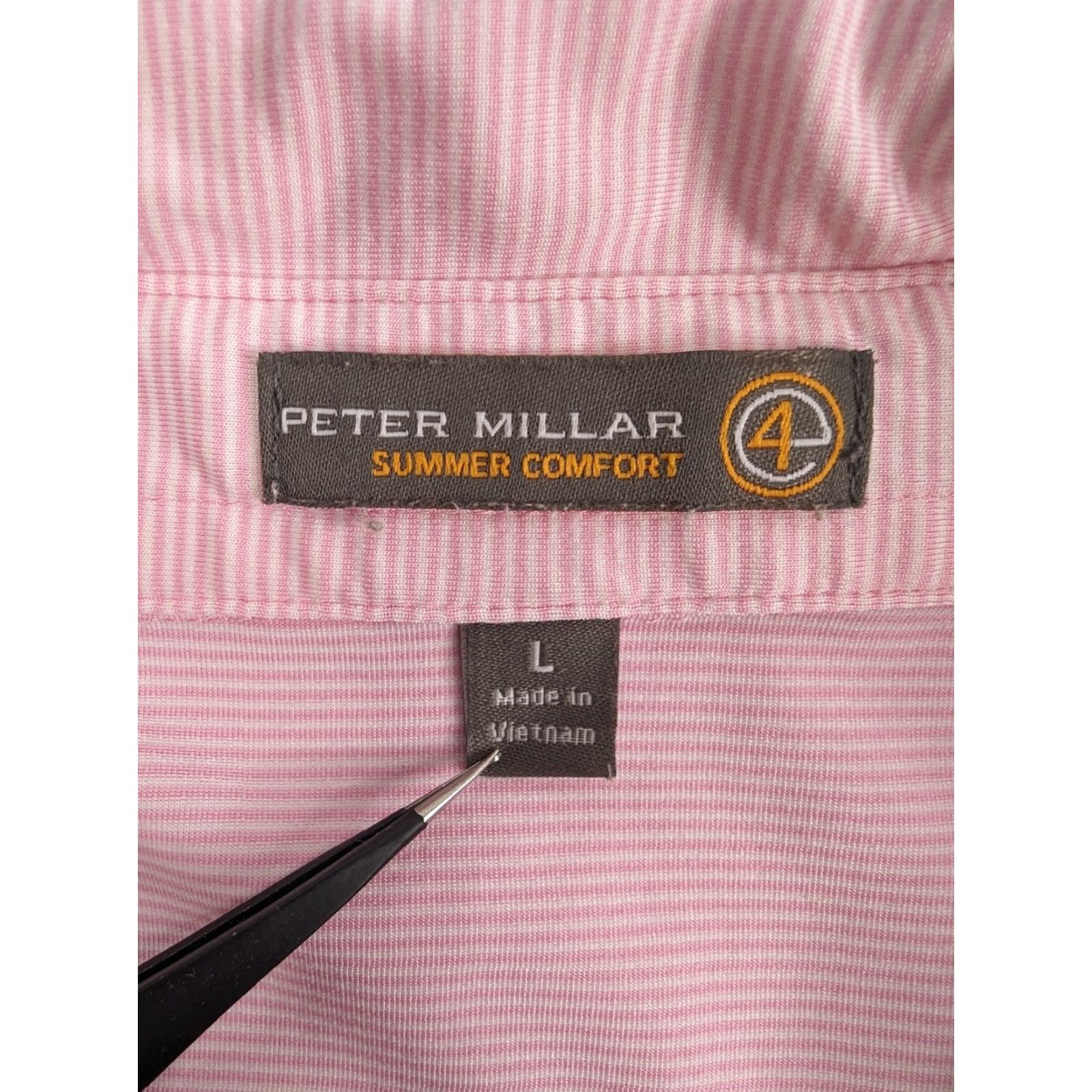 Peter Millar VINTAGE Peter Millar Summer Comfort E4 Polo Mountain Gate Golf Shirt Mens L Pink Striped Size US L / EU 52-54 / 3 - 7 Thumbnail