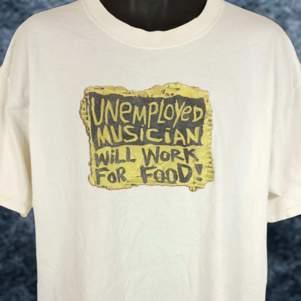 Vintage VINTAGE Unemployed Musician T Shirt Mens XL White Cotton Band Music Size US XL / EU 56 / 4 - 1 Thumbnail