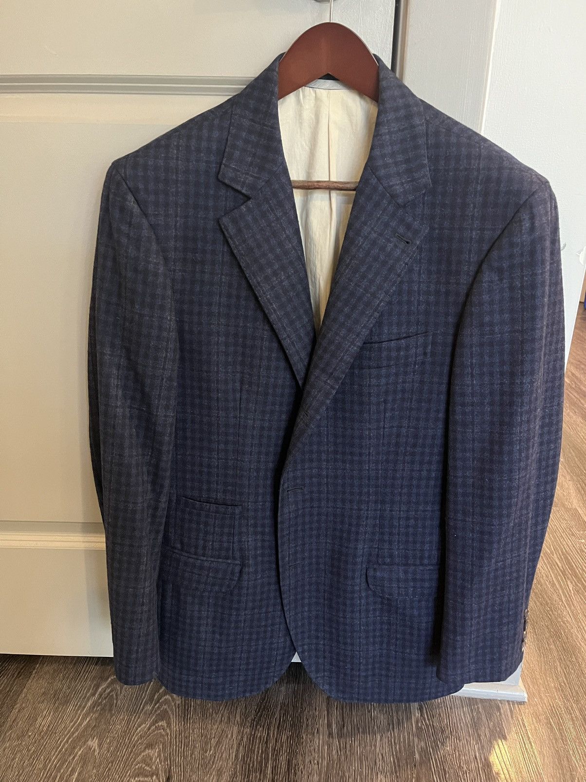 Brunello Cucinelli Stunning Brunello Cucinelli Blazer, Wool-Cashmere Navy check Size 50R - 1 Thumbnail