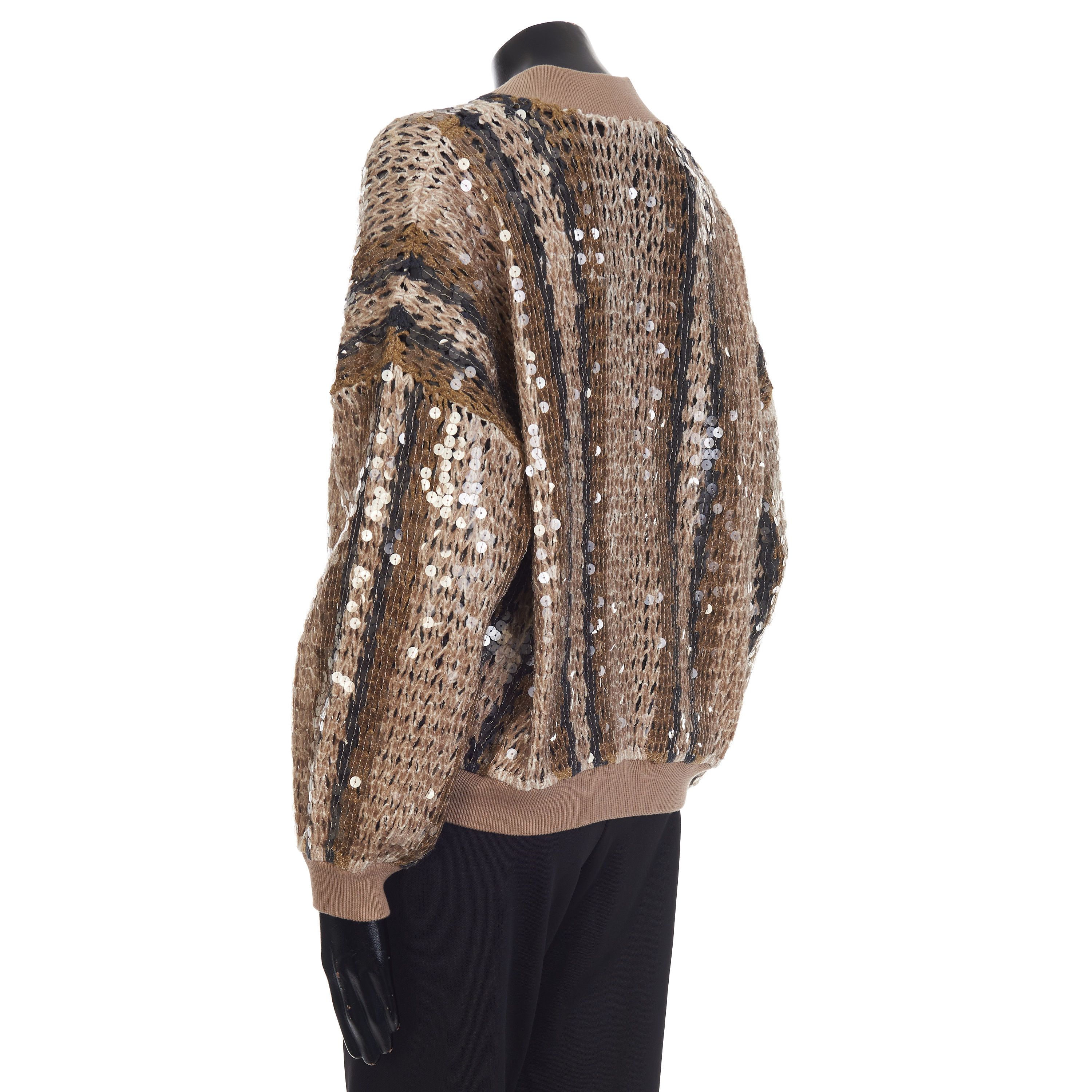 Brunello Cucinelli Stripe Embroidery Bomber Jacket - Jute & Cotton Size M / US 6-8 / IT 42-44 - 8 Thumbnail