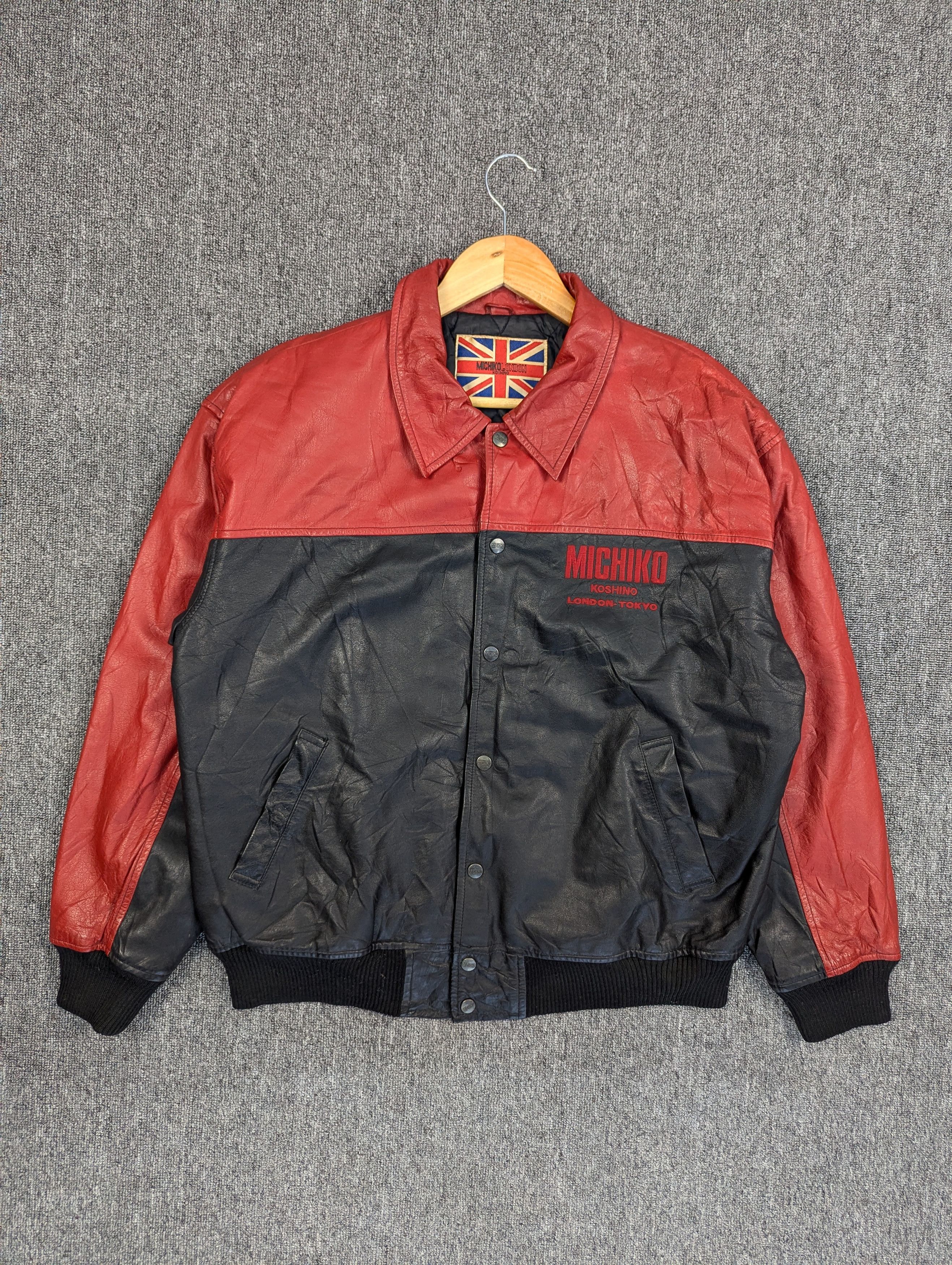 Vintage 90s Michiko London Koshino Leather Varsity Jacket