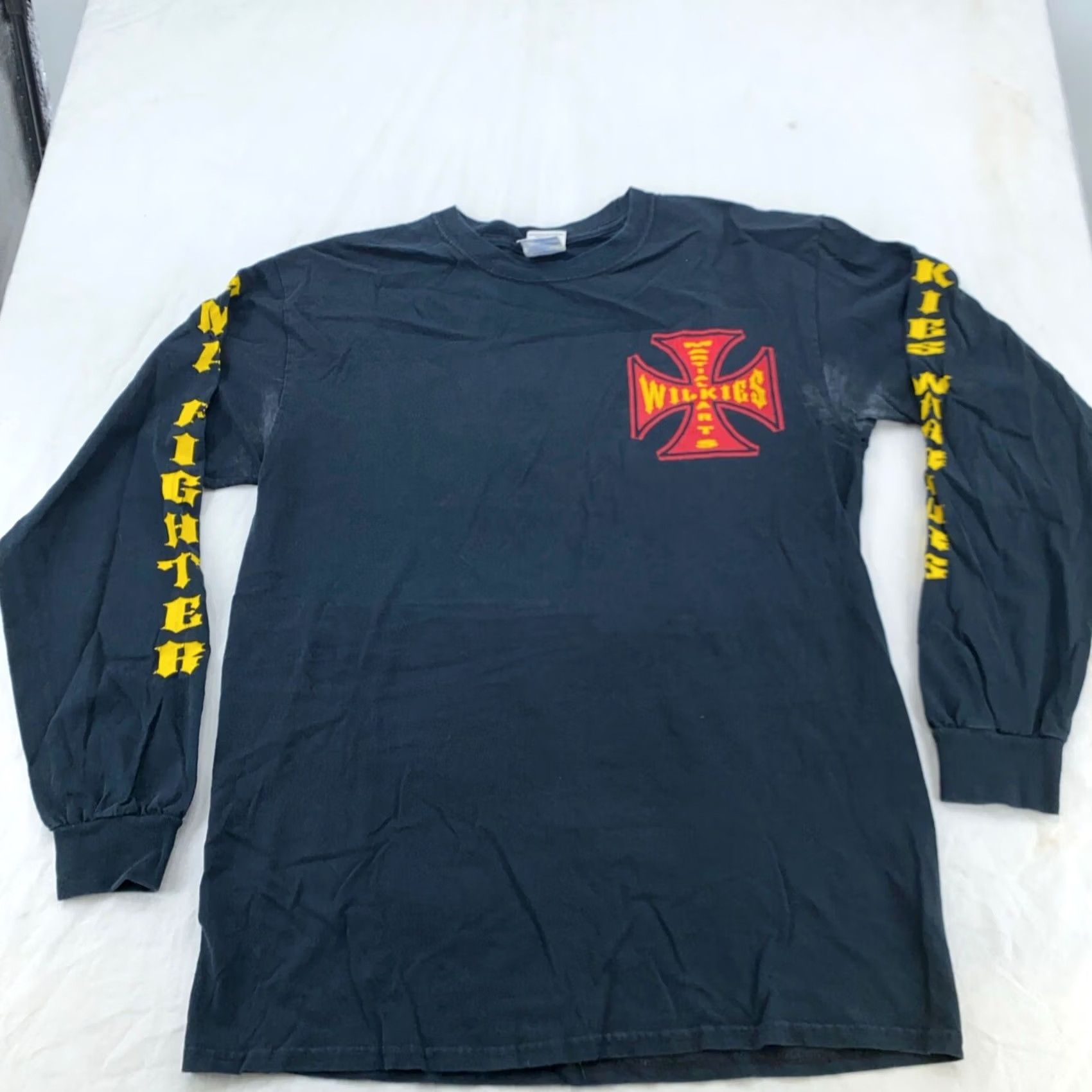 Vintage VINTAGE MARTIAL ARTS WILKIES WARRIORS LONG SLEEVE T-Shirt M black Men Crew Neck 80s 90s MMA Style Shirt Size US M / EU 48-50 / 2 - 3 Thumbnail