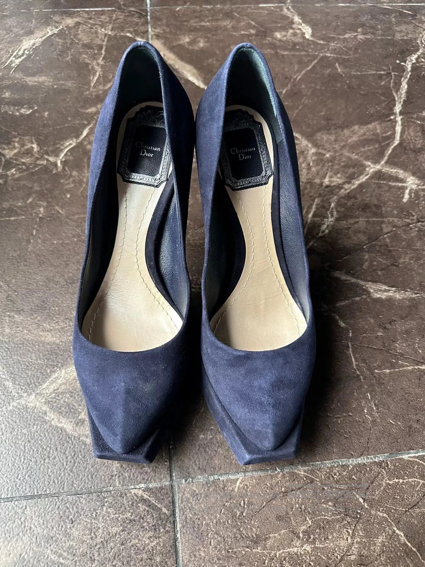 Dior Christian Dior Navy Suede High Heels. Size US 6 / IT 36 - 2 Thumbnail