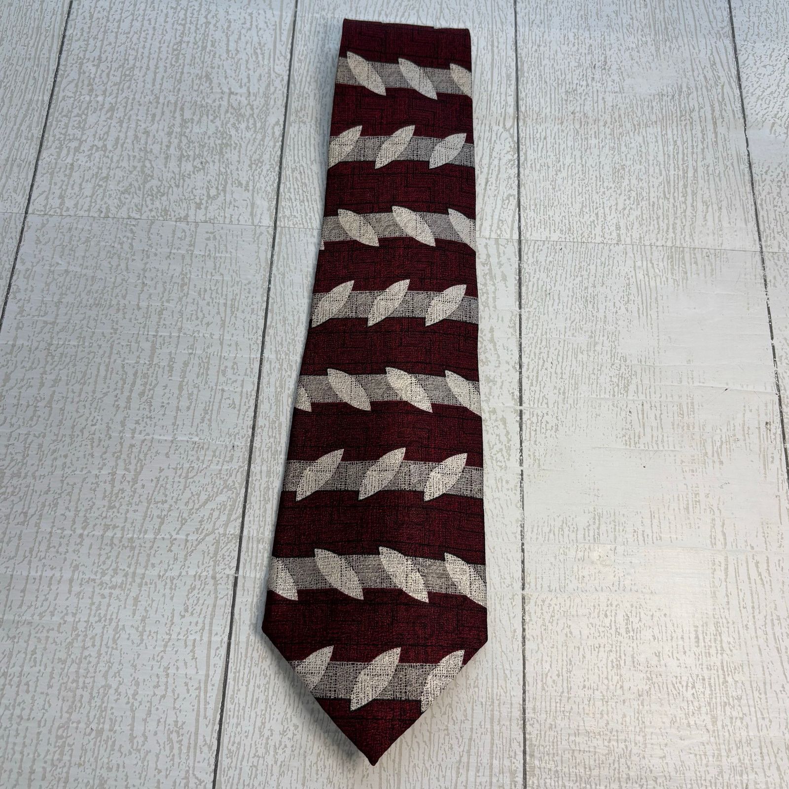 Stafford Stafford Executive Burgundy Silk Tie Silver Design Size ONE SIZE - 3 Thumbnail