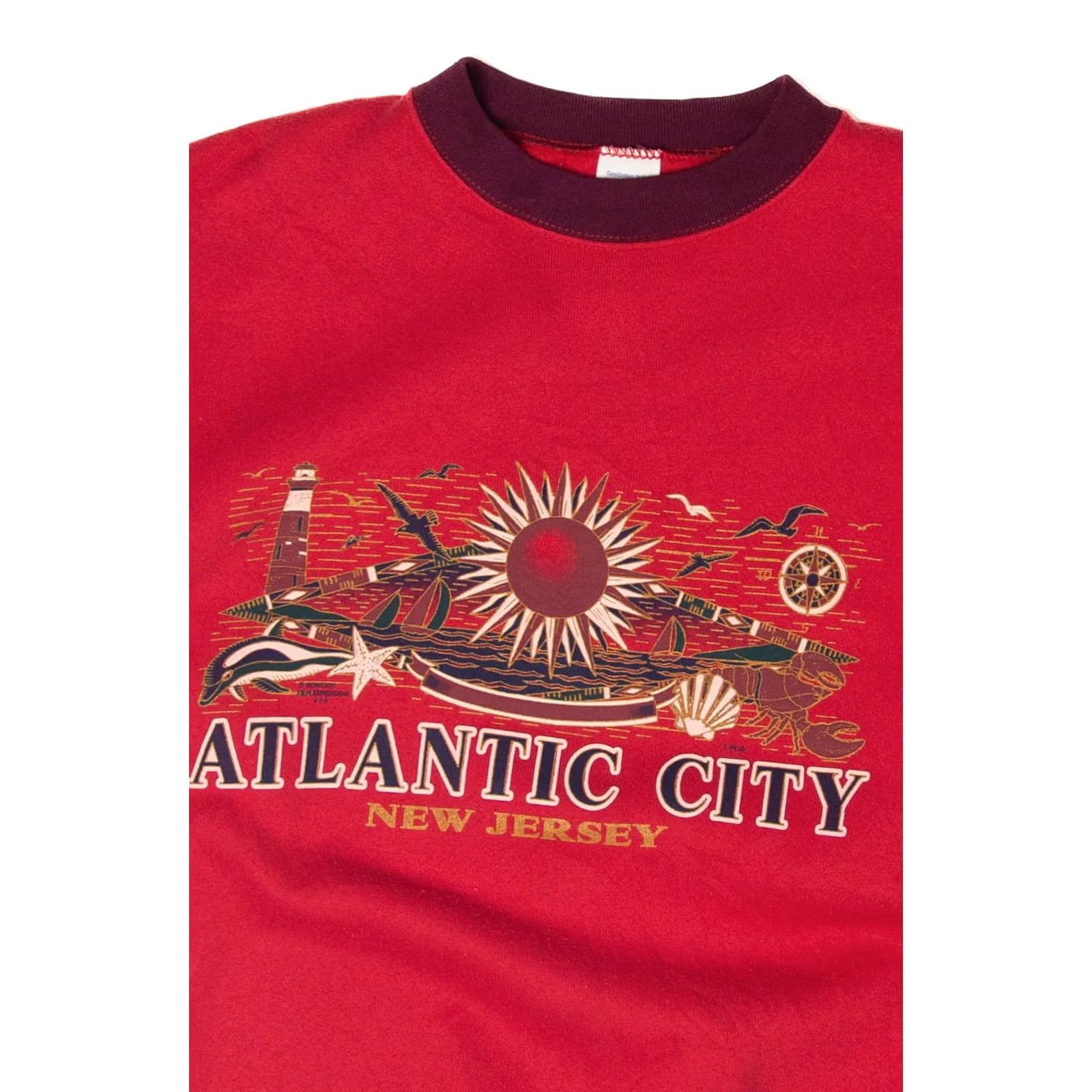 Logo 7 VINTAGE Atlantic City New Jersey Sweatshirt Logo 7 Red Large 1990s Size US L / EU 52-54 / 3 - 2 Thumbnail