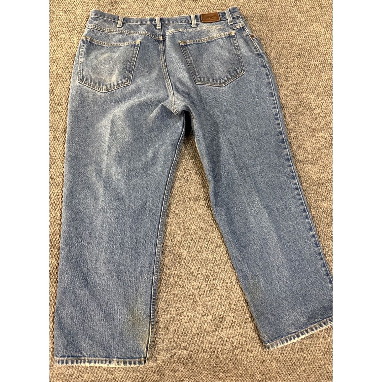 Vintage VINTAGE LL Bean Jeans Mens 40x29 Blue Relaxed Fit Denim Straight Leg Casual Button Fly Distressed Pockets 5-Pocket Men’s Denim Straight Leg Blue Size US 40 / EU 56 - 6 Thumbnail