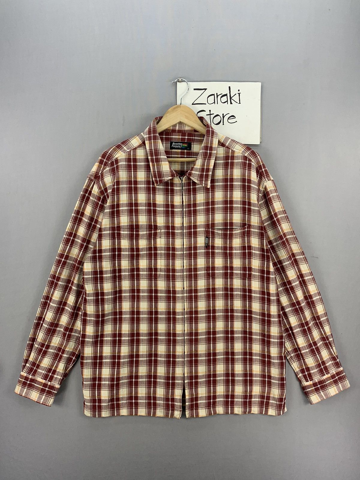 Formula 1 Benetton Formula 1 Vintage Plaid Zipper Flannel Jacket Size US L / EU 52-54 / 3 - 3 Thumbnail