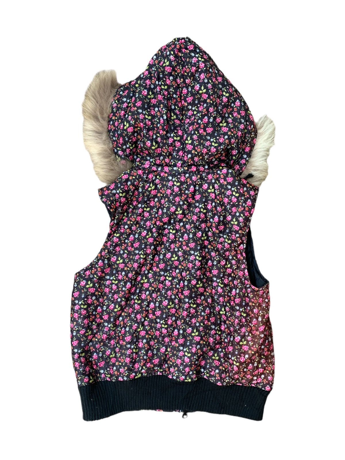 Other 2000s vkei raccoon fur floral puffer vest Size US M / EU 48-50 / 2 - 4 Thumbnail