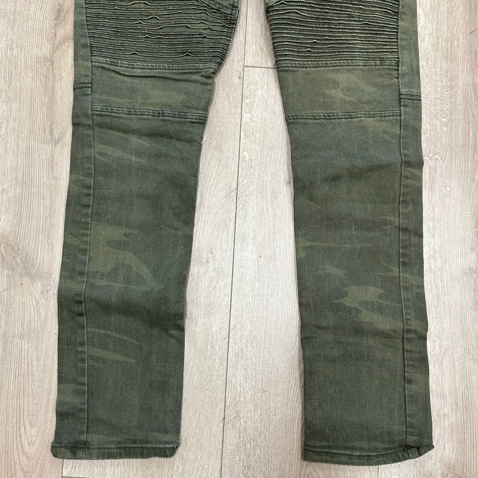 Waimea Waimea Slim Fit Olive Camo Biker Denim Jeans Pants 33x32 Size US 33 - 3 Thumbnail