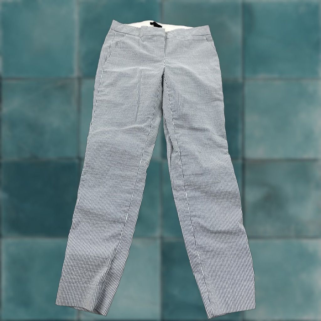 J.Crew VINTAGE J.Crew Women's Chino Pants Size 0 Mid Rise Straight Leg Striped Blue White Casual Size 25" / US 0 / IT 36 - 1 Thumbnail