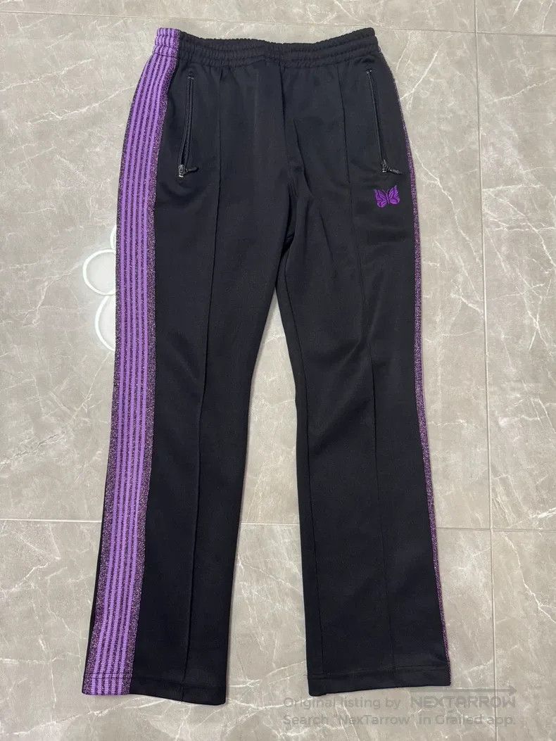 Needles Needles Black Cotton Lounge Pants Black Purple Suede