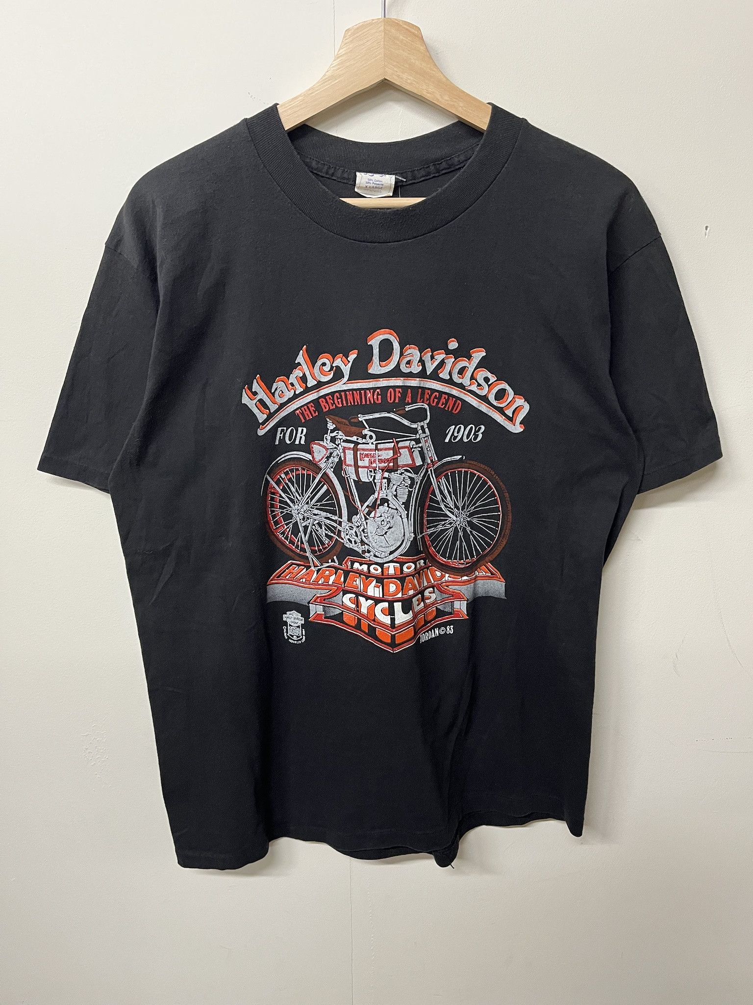 Harley Davidson × Vintage Vintage 1983 Harley Daivdson Beginning of Legend Single Stitch Tee Size XL Size US XL / EU 56 / 4 - 1 Thumbnail
