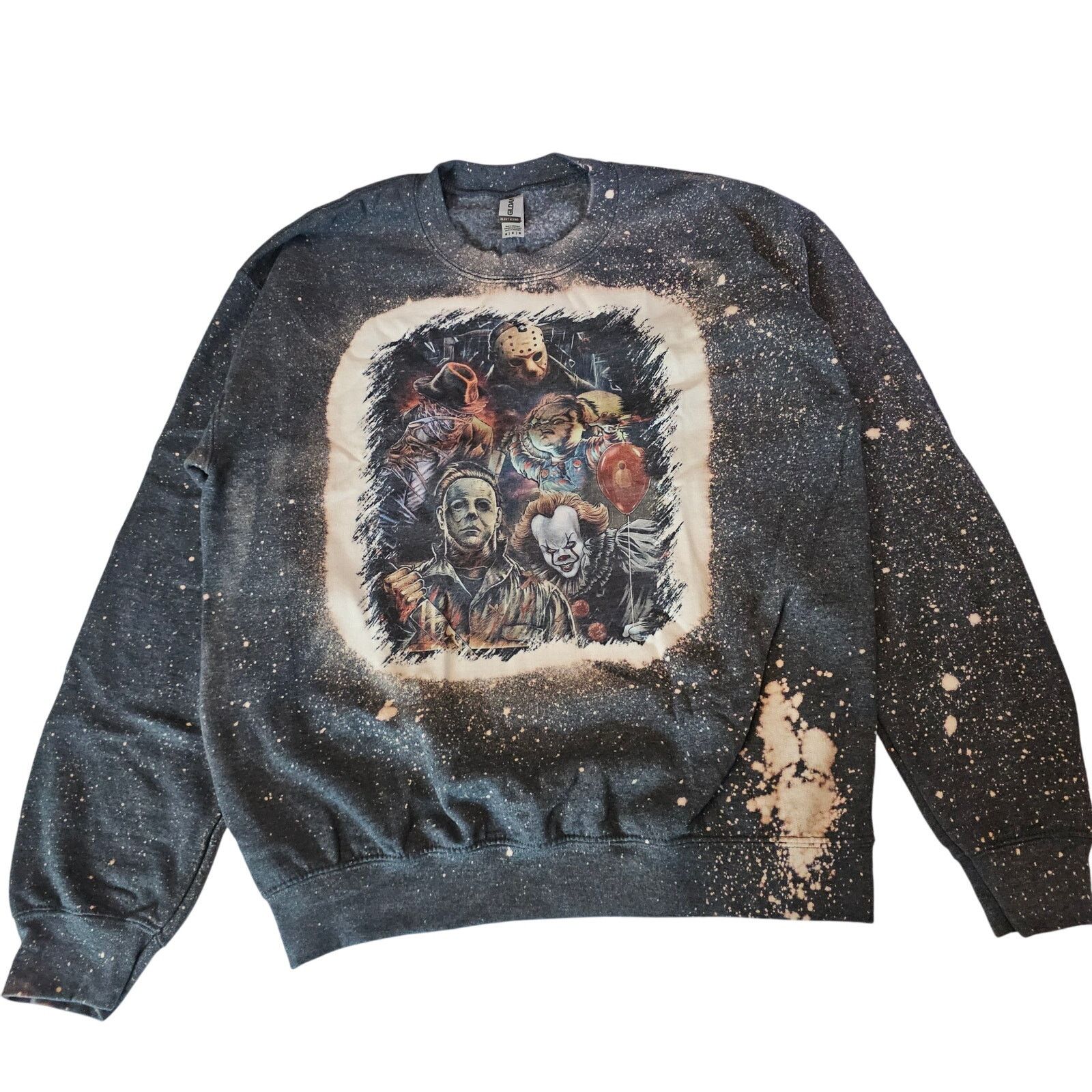 Tultex Custom Bleached Horror Scary Halloween Sweatshirt M 22947 Size M / US 6-8 / IT 42-44 - 1 Thumbnail