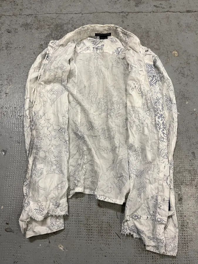 Marithe + Francois Girbaud 2000s Marithé + François Girbaud Faded Tatoo White Shirt Size M / US 6-8 / IT 42-44 - 8 Thumbnail