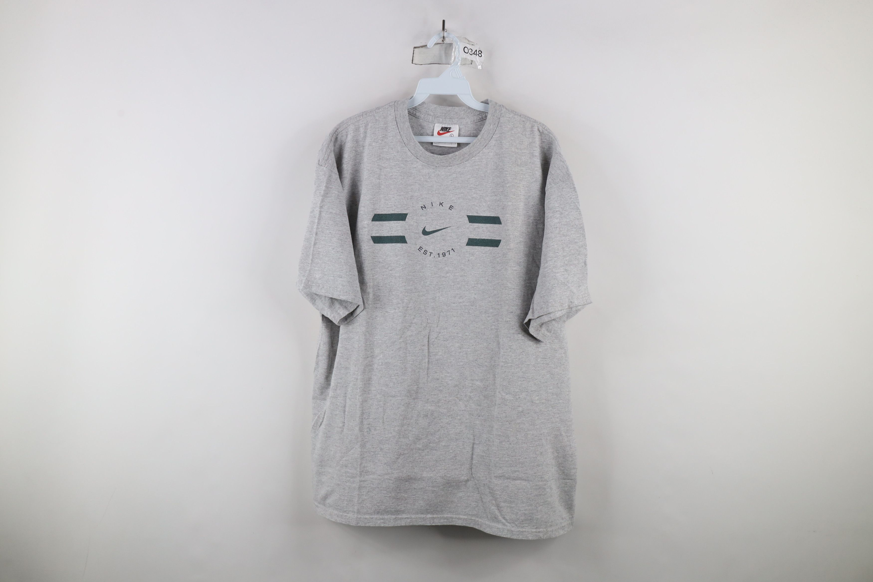 Nike × Vintage Vintage 90s Nike Travis Scott Center Swoosh T-Shirt Gray Size US L / EU 52-54 / 3 - 1 Thumbnail
