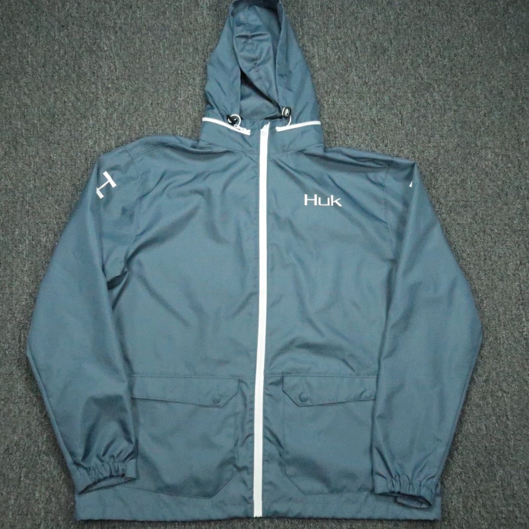 Vintage Huk Jacket Mens XL Blue Full Zip Hooded Windbreaker Pockets Size US XL / EU 56 / 4 - 2 Thumbnail