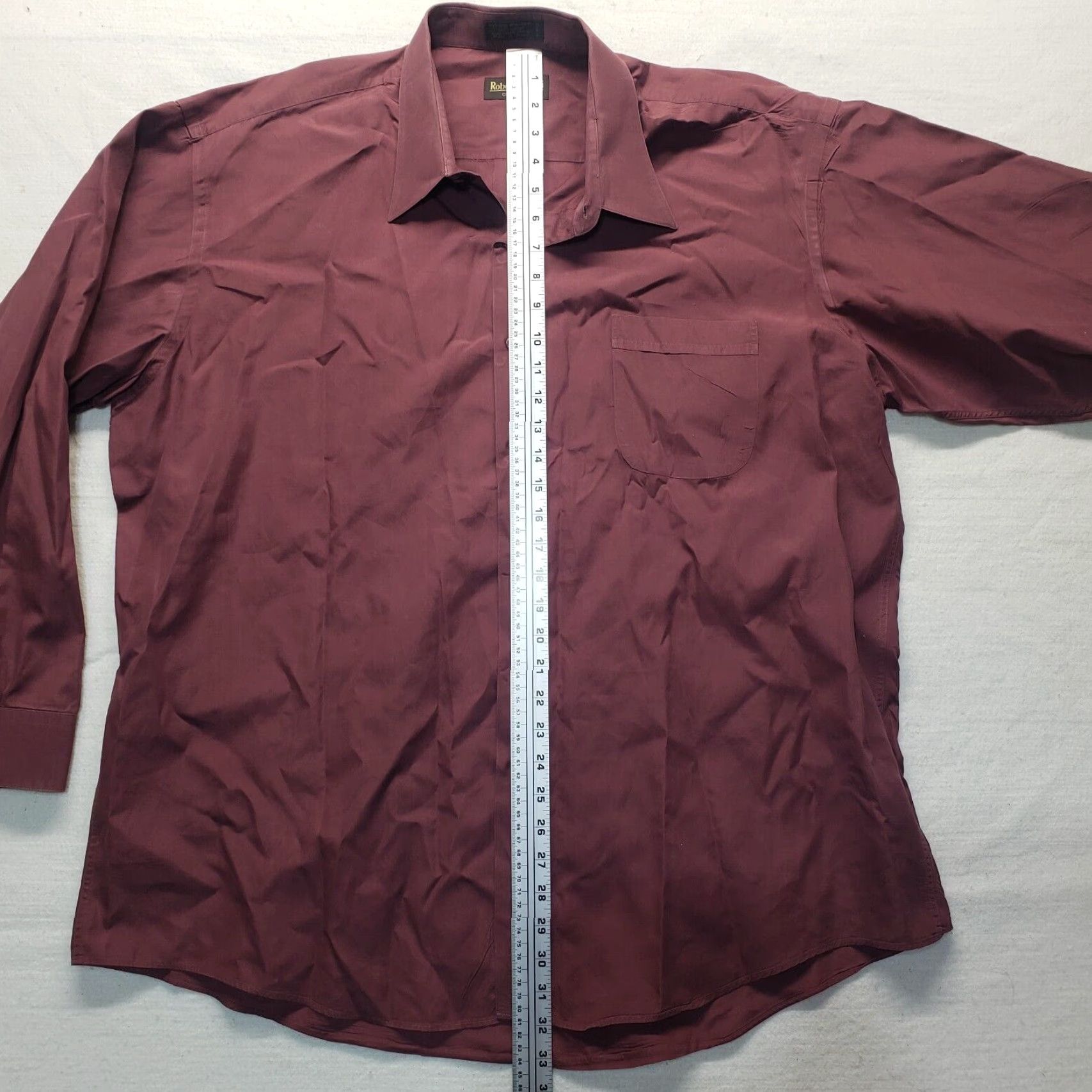 Vintage Roberto Villini Shirt Dress Shirt Long Sleeve Adult Men 18.5 Red 100% Cotton Solid Button Up Burgundy Spread Collar Mens Size US XXL / EU 58 / 5 - 7 Thumbnail