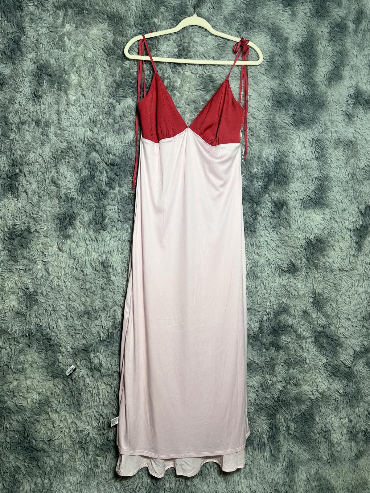 Unknown London Two-Tone Satin Slip Dress with Tie Straps Size ONE SIZE - 1 Thumbnail