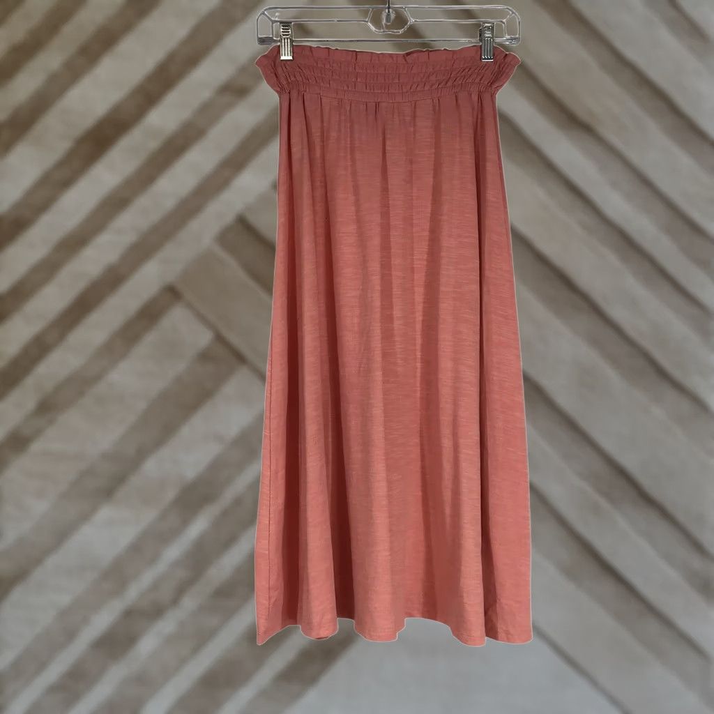 Pinko DownEast Womens Coral Pink Smocked Waist Midi Knit Skirt XS Size 26" / US 2 / IT 38 - 1 Thumbnail