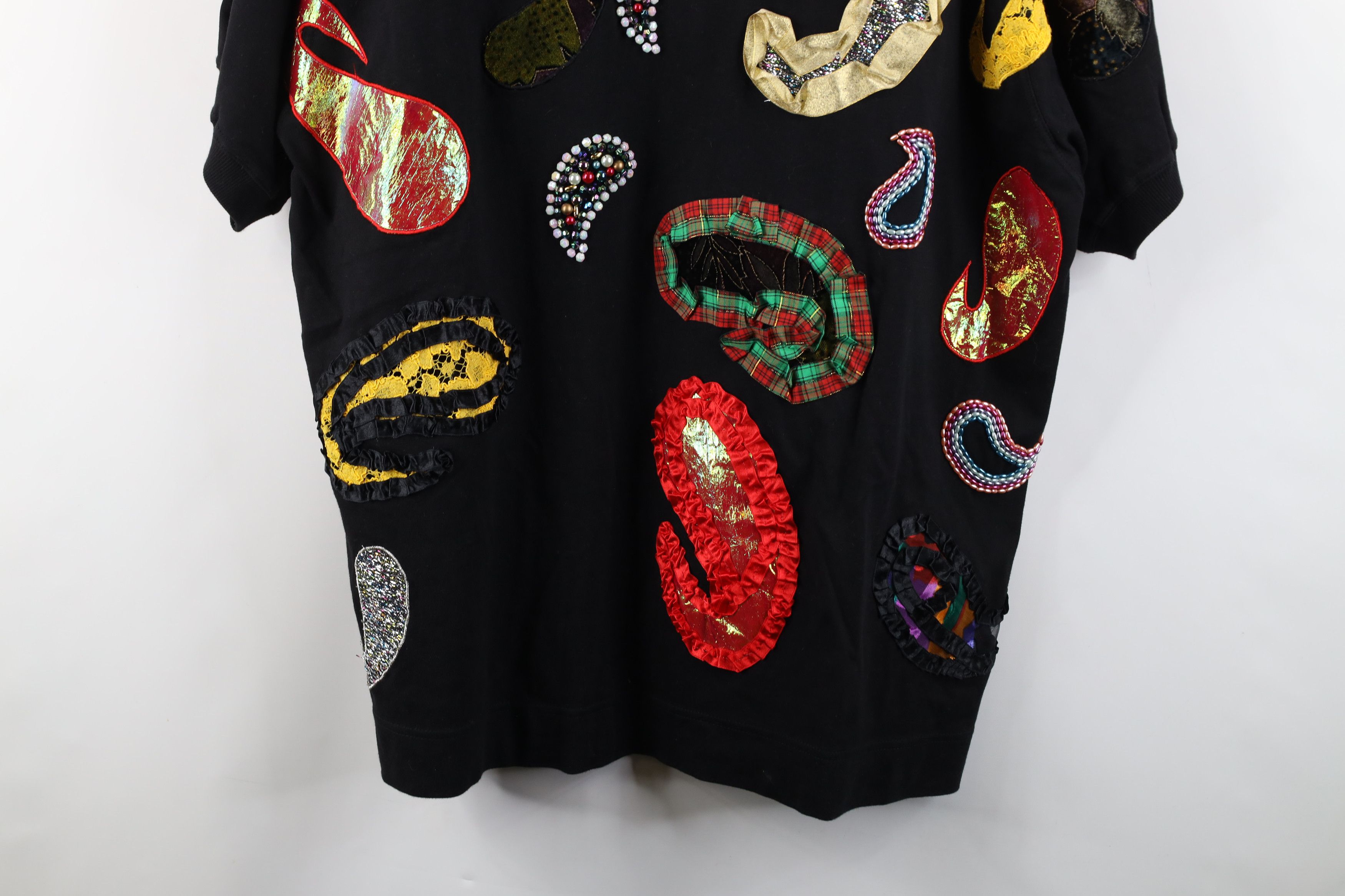 Vintage Vintage 90s Streetwear Patchwork Beaded Short Sleeve T-Shirt Size XL / US 12-14 / IT 48-50 - 3 Thumbnail