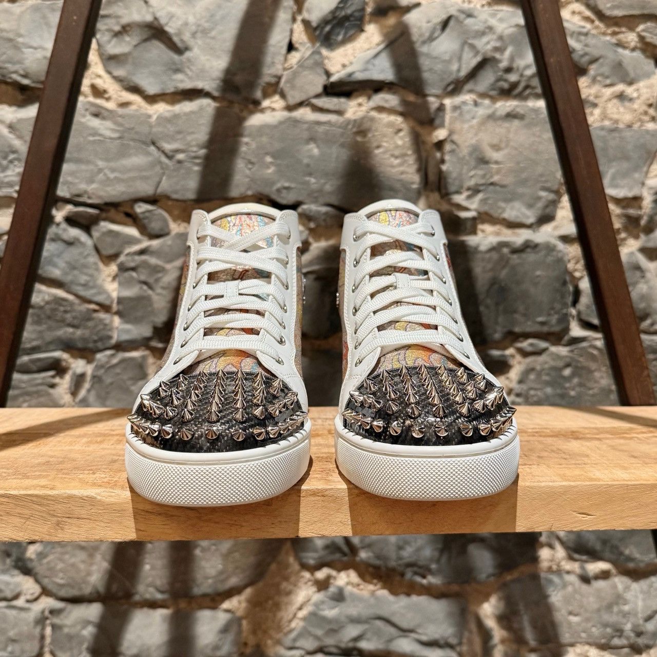 Christian Louboutin Christian Louboutin Lou Spikes Flame Lurex High-top Sneakers Size US 10.5 / EU 43-44 - 2 Thumbnail